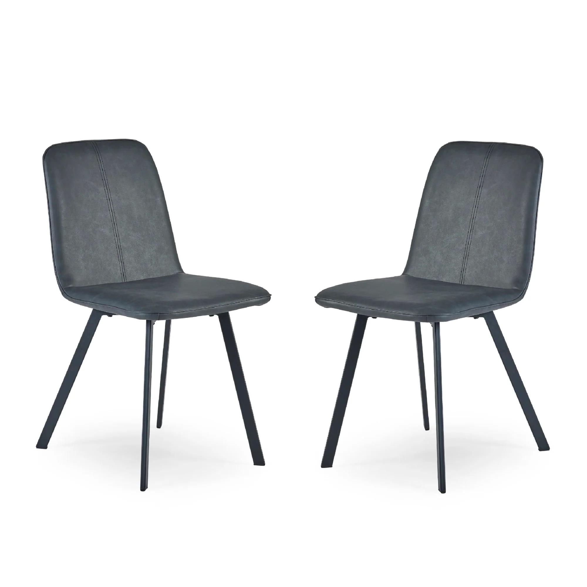 Goya Dining Chair - Set of 2 - Black Faux Leather
