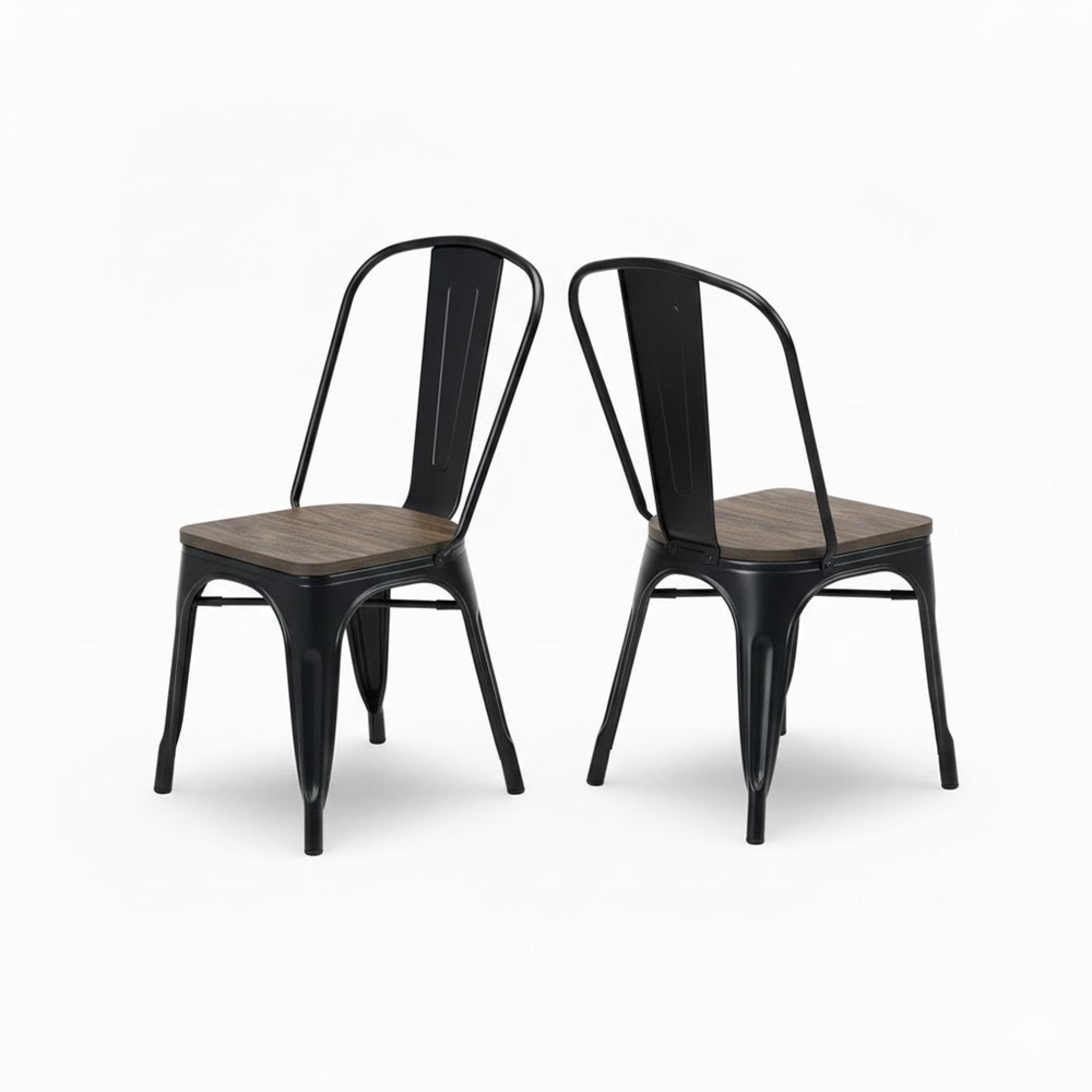 Grafton Dining Chair - Set of 4 - Elm Wood - Industrial