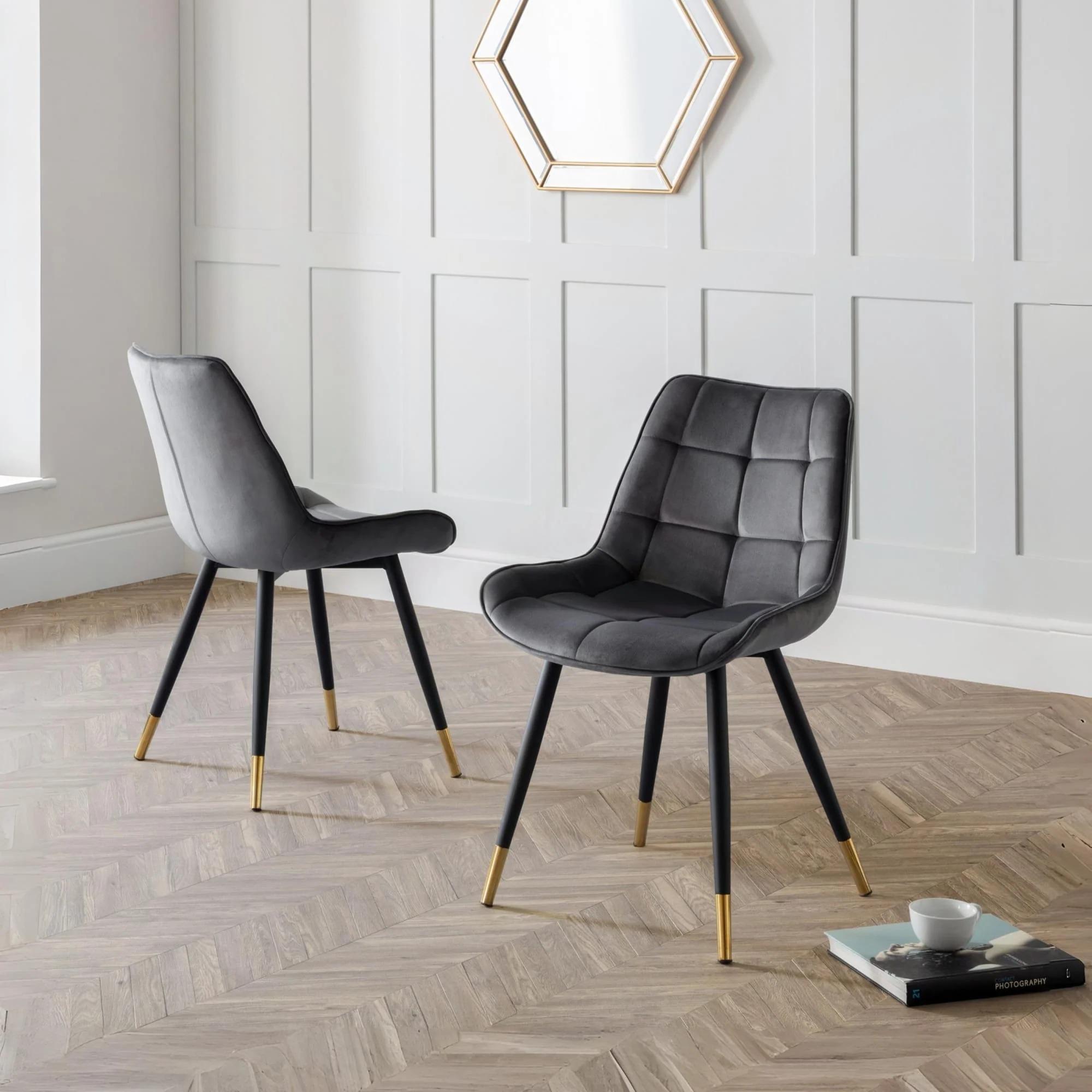 Hadid Dining Chair - Set of 2 - Grey Fabric