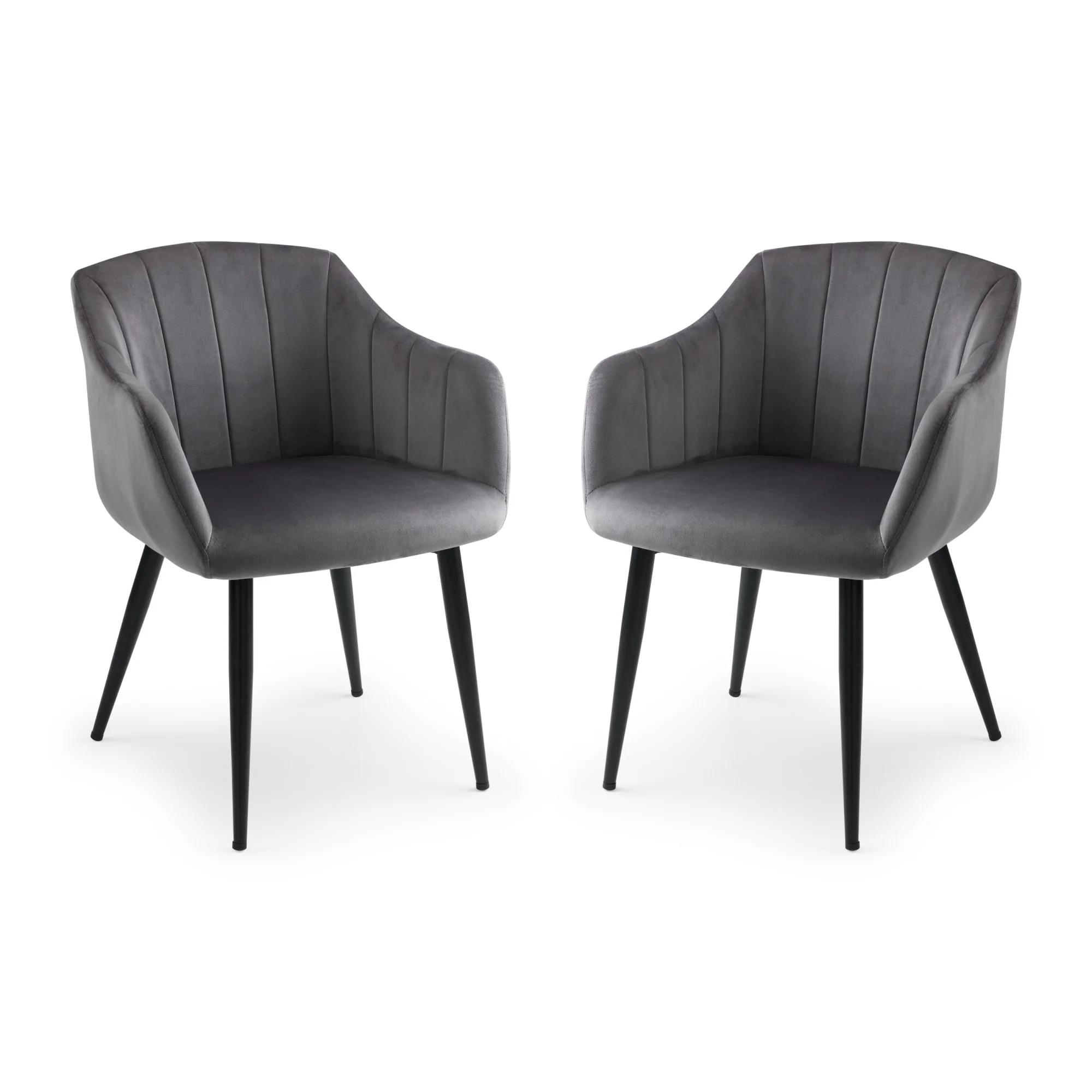 Hobart Dining Armchair - Set of 2 - Grey Fabric
