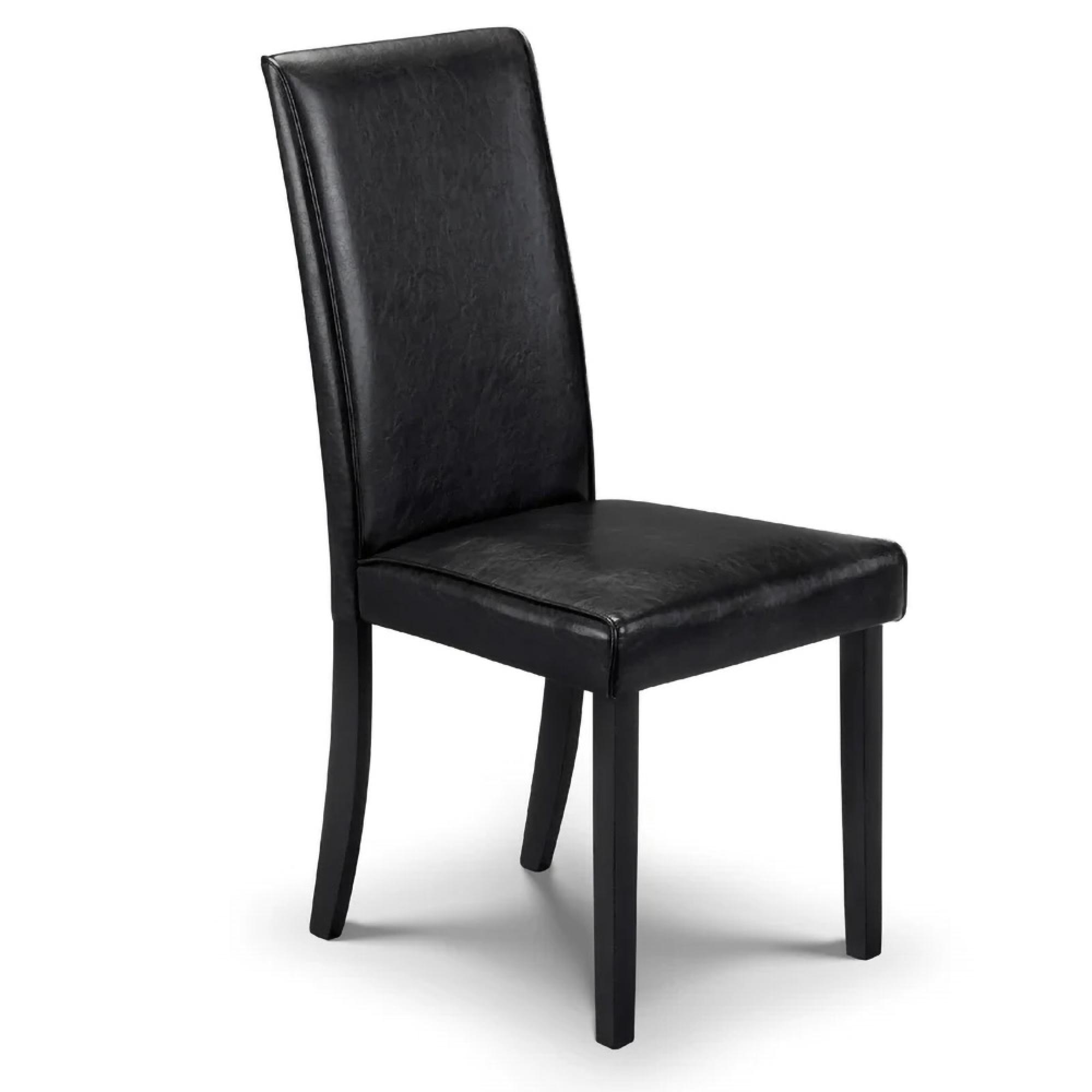 Hudson Dining Chair - Set of 2 - Black Faux Leather