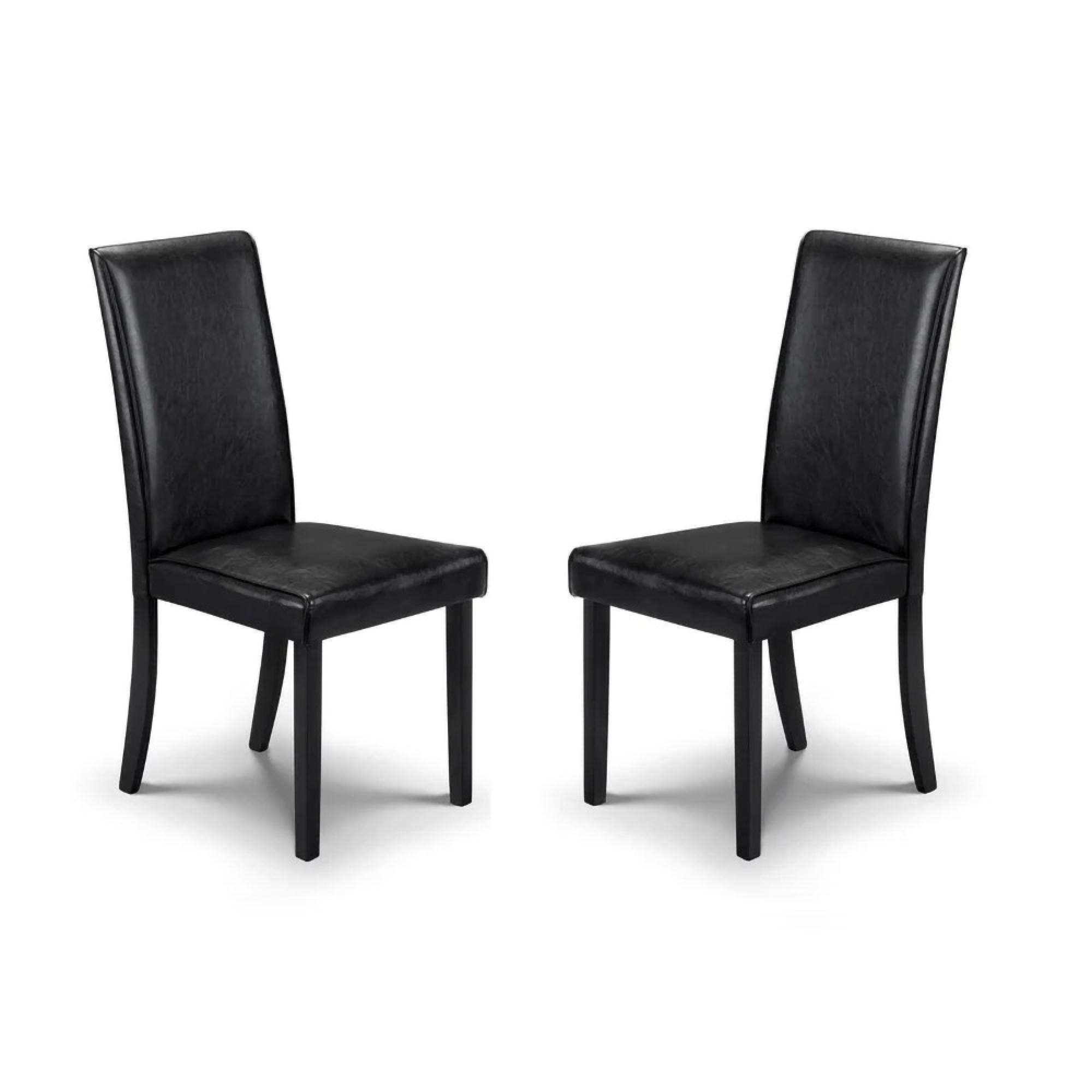 Hudson Dining Chair - Set of 2 - Black Faux Leather