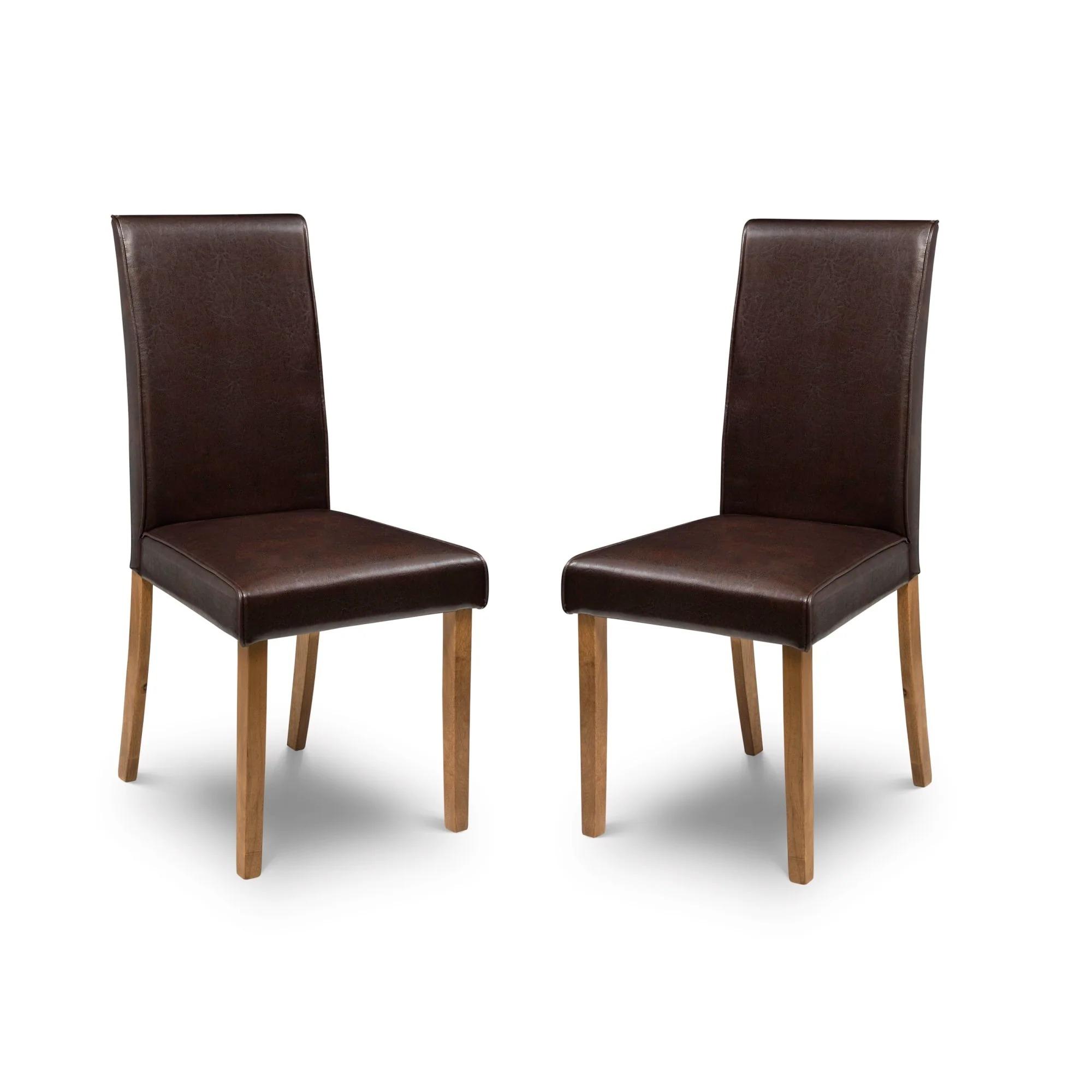 Hudson Dining Chair - Set of 2 - Brown Faux Leather