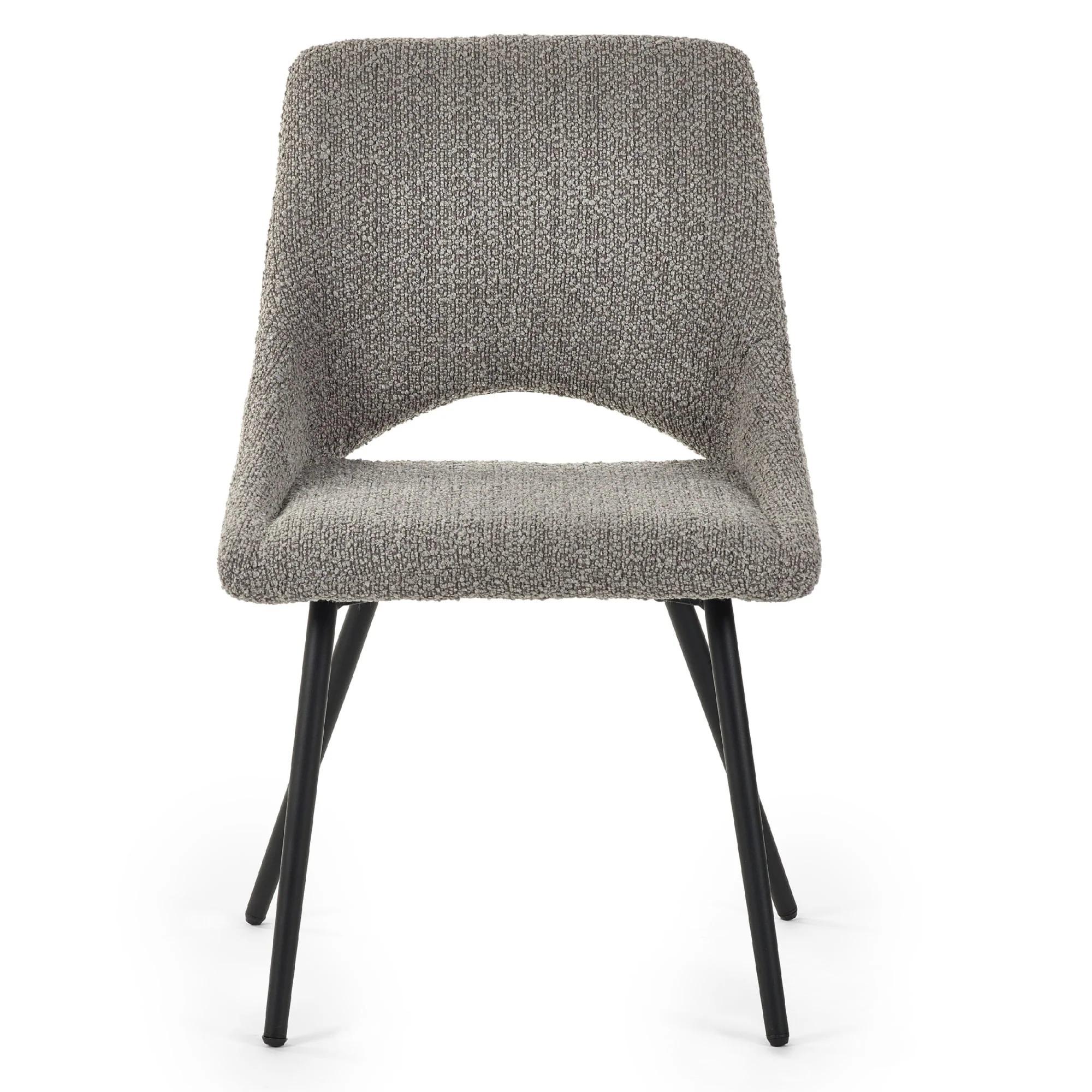 Iris Dining Chair - Set of 2 - Grey Boucle Fabric