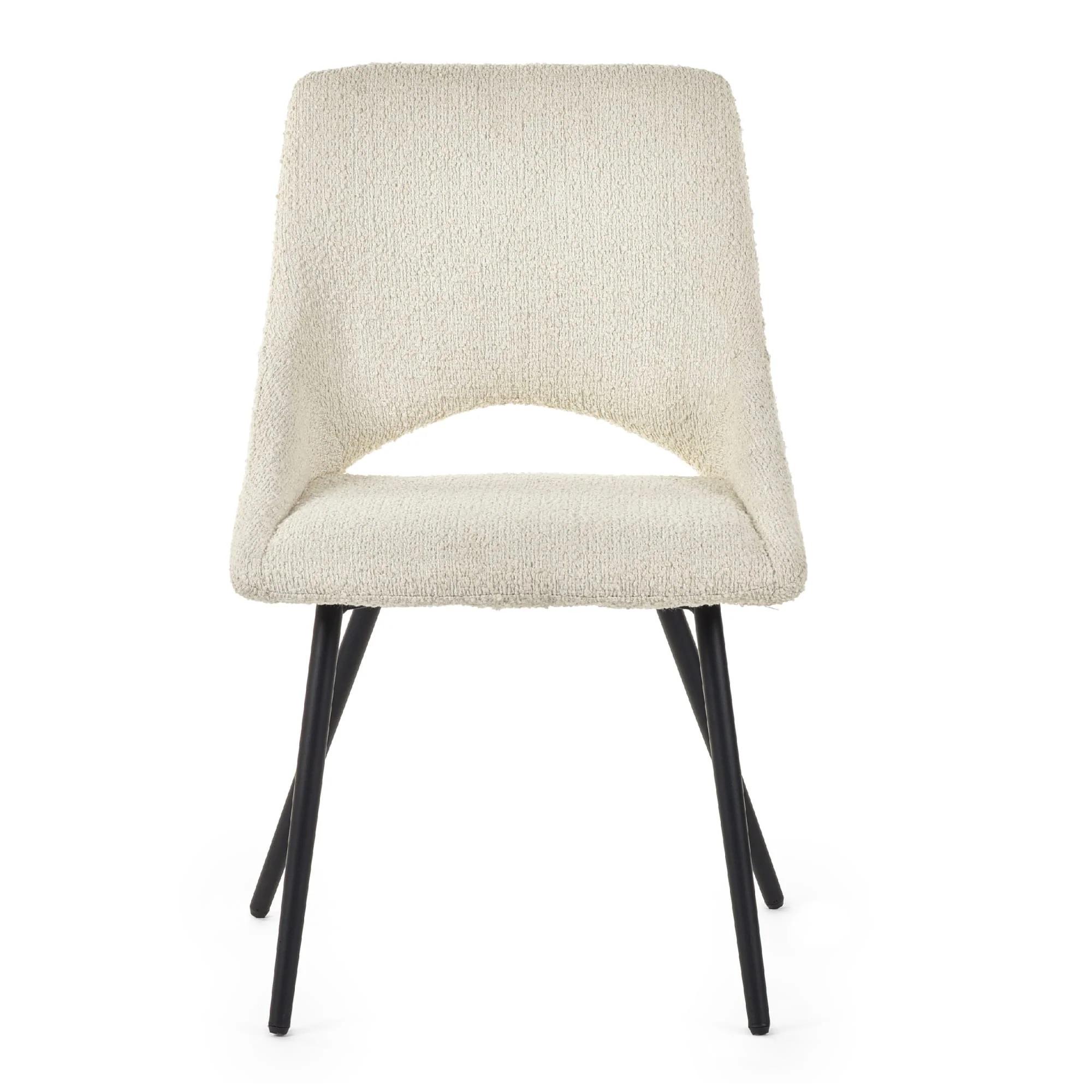Iris Dining Chair - Set of 2 - Ivory Boucle Fabric