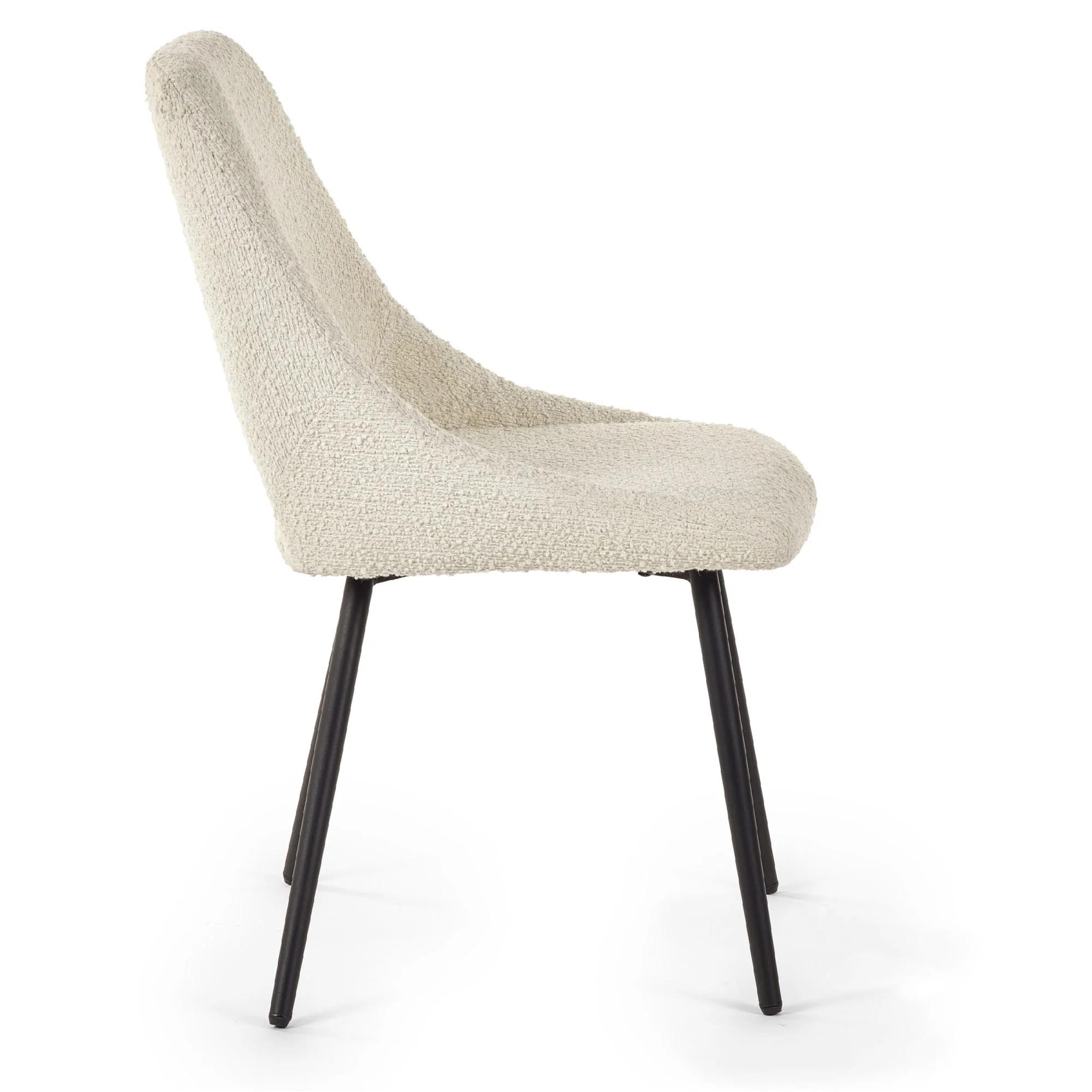 Iris Dining Chair - Set of 2 - Ivory Boucle Fabric