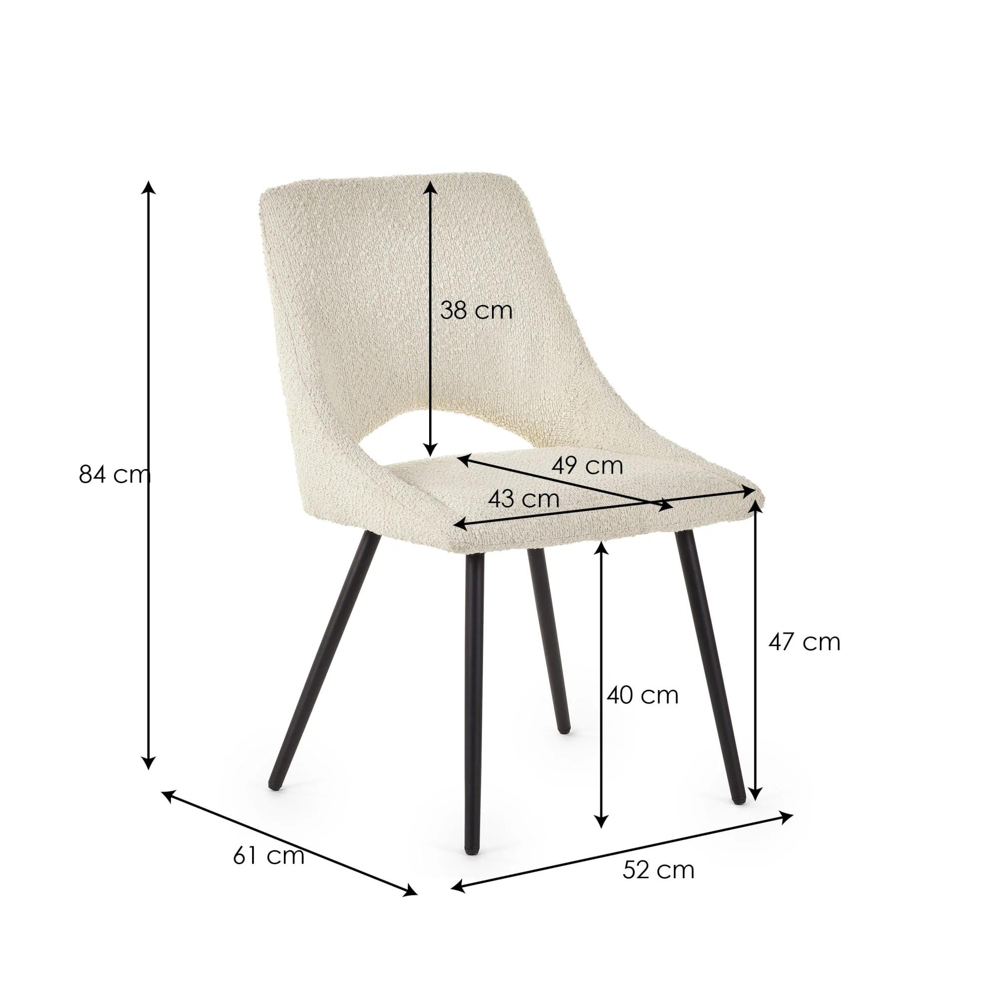 Iris Dining Chair - Set of 2 - Ivory Boucle Fabric