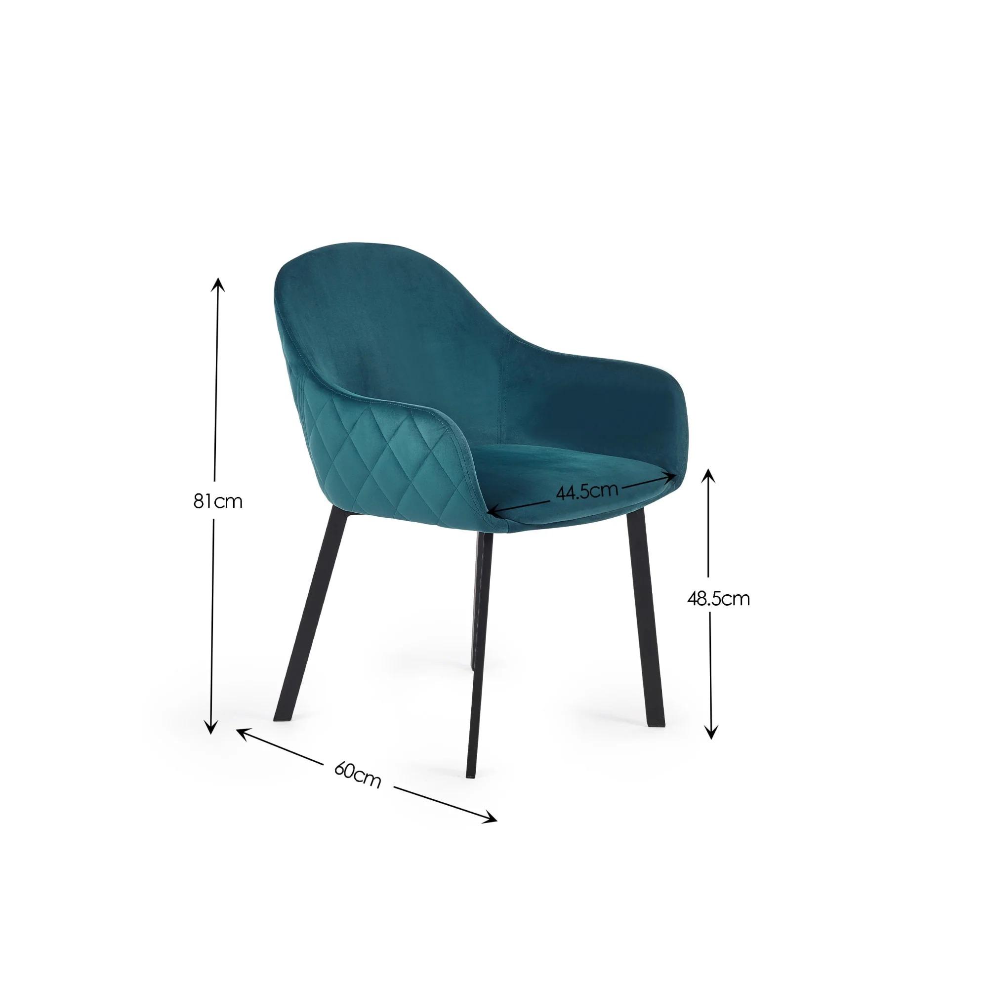 Lima Dining Chair - Set of 2 - Teal Fabric
