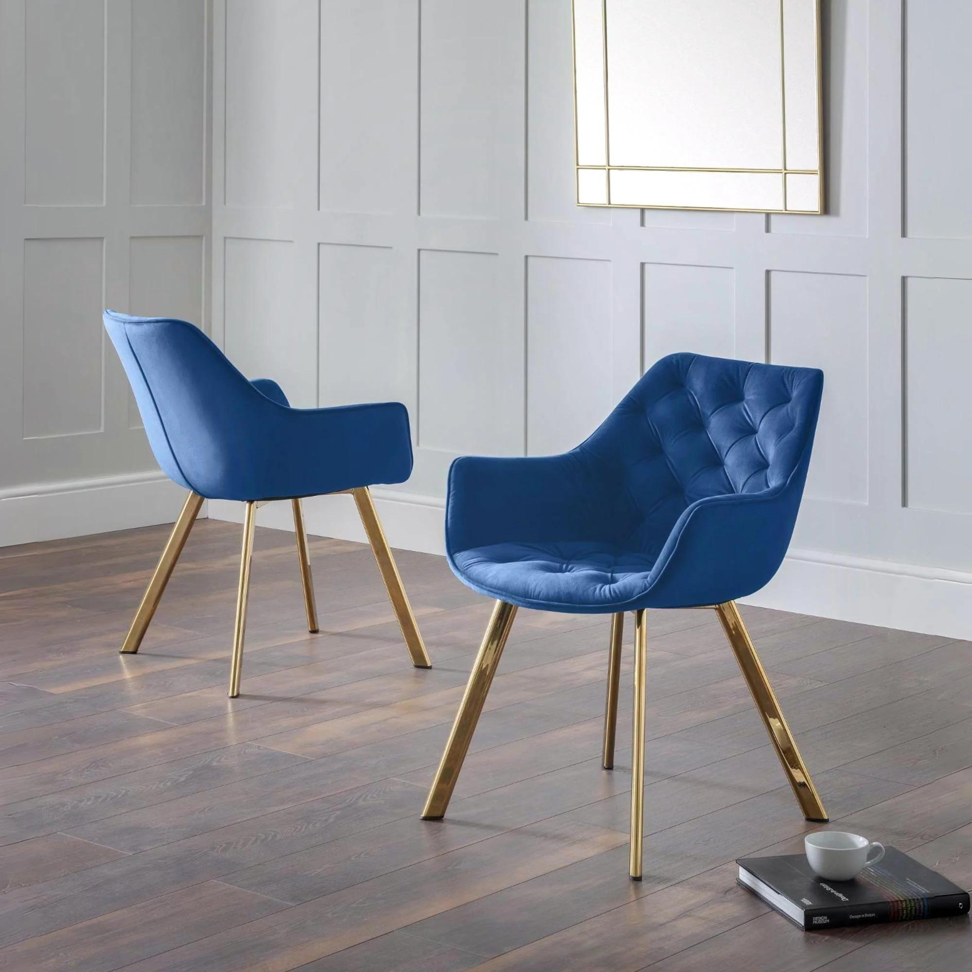 Lorenzo Dining Chair - Set of 2 - Blue Fabric