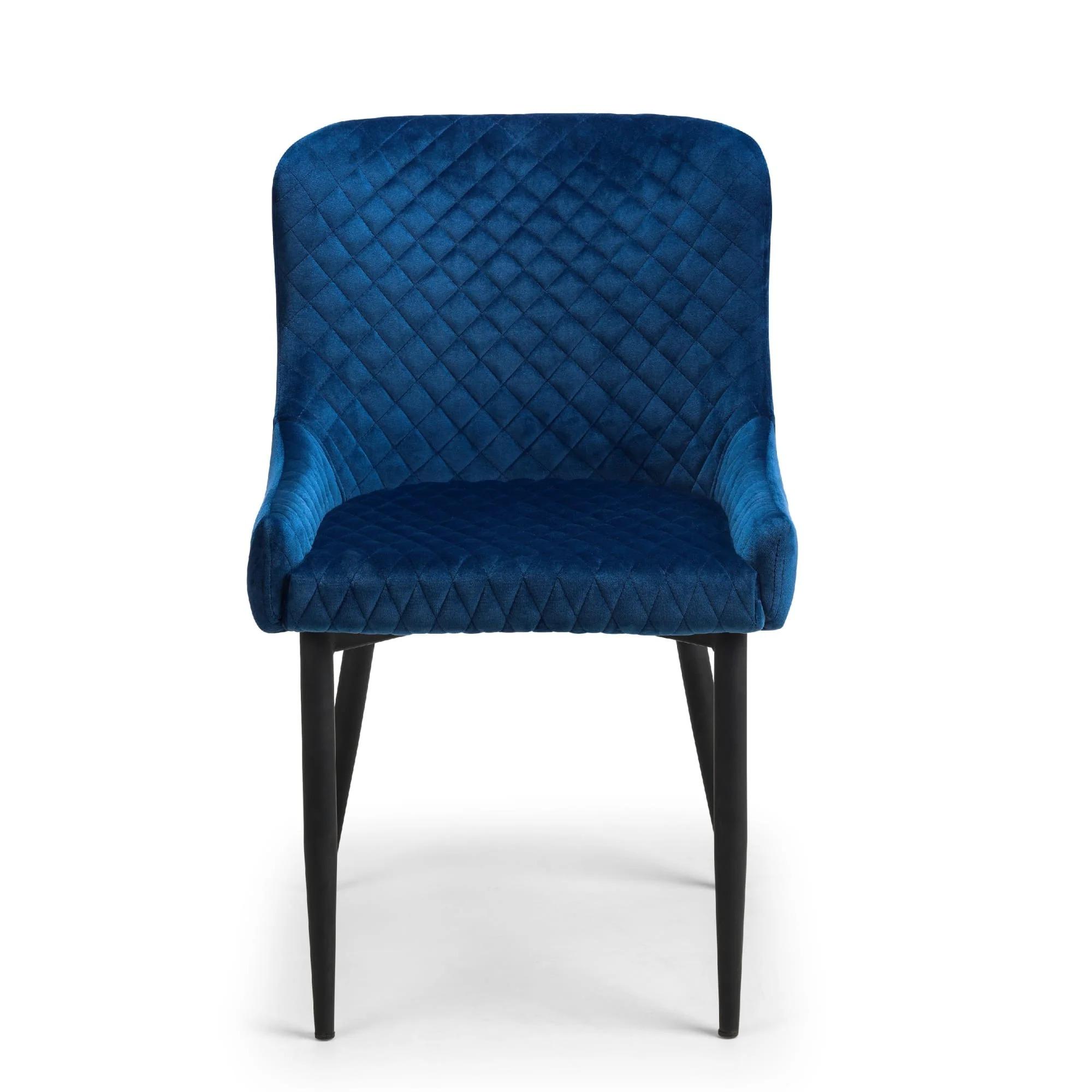 Luxe Dining Chair - Set of 2 - Blue Fabric