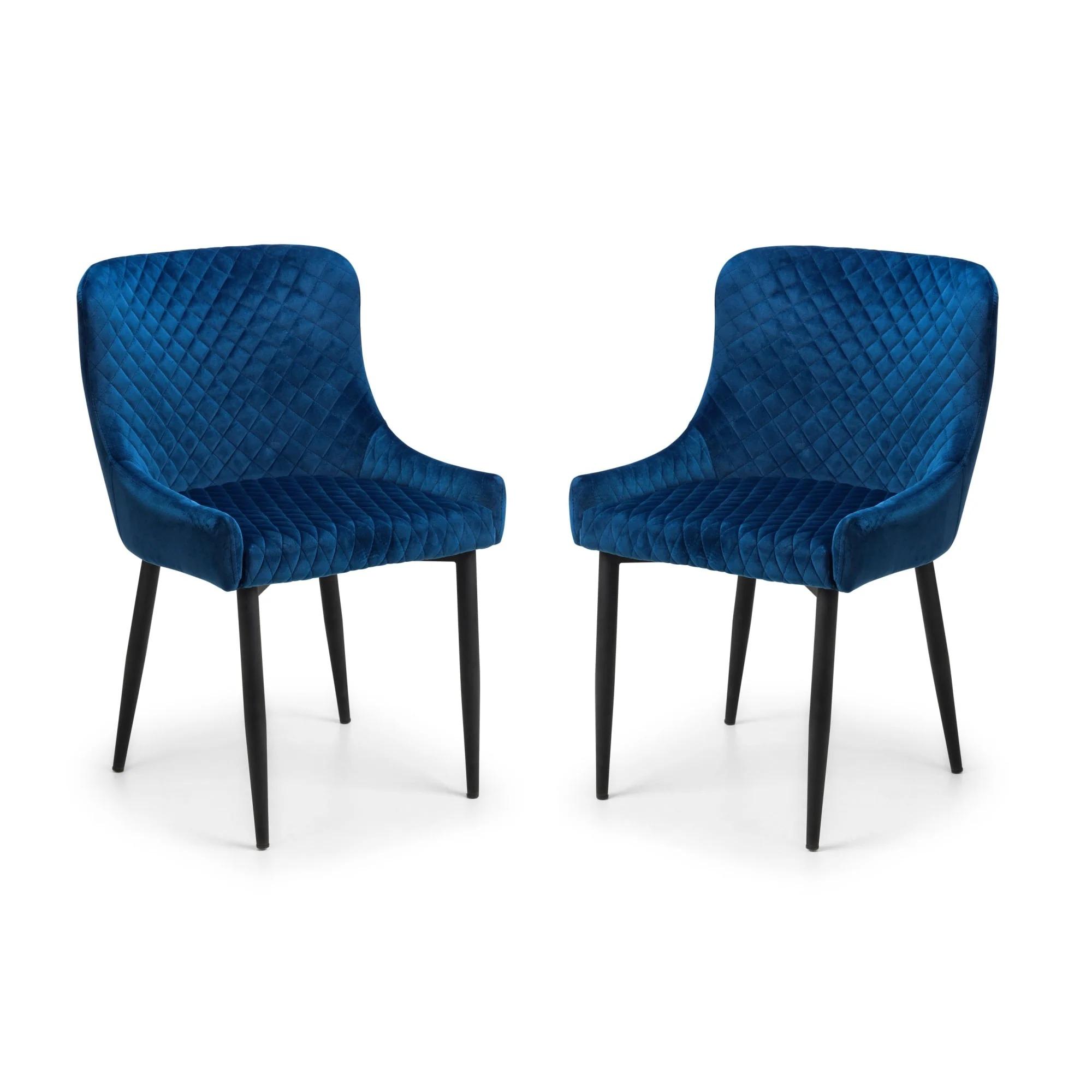 Luxe Dining Chair - Set of 2 - Blue Fabric