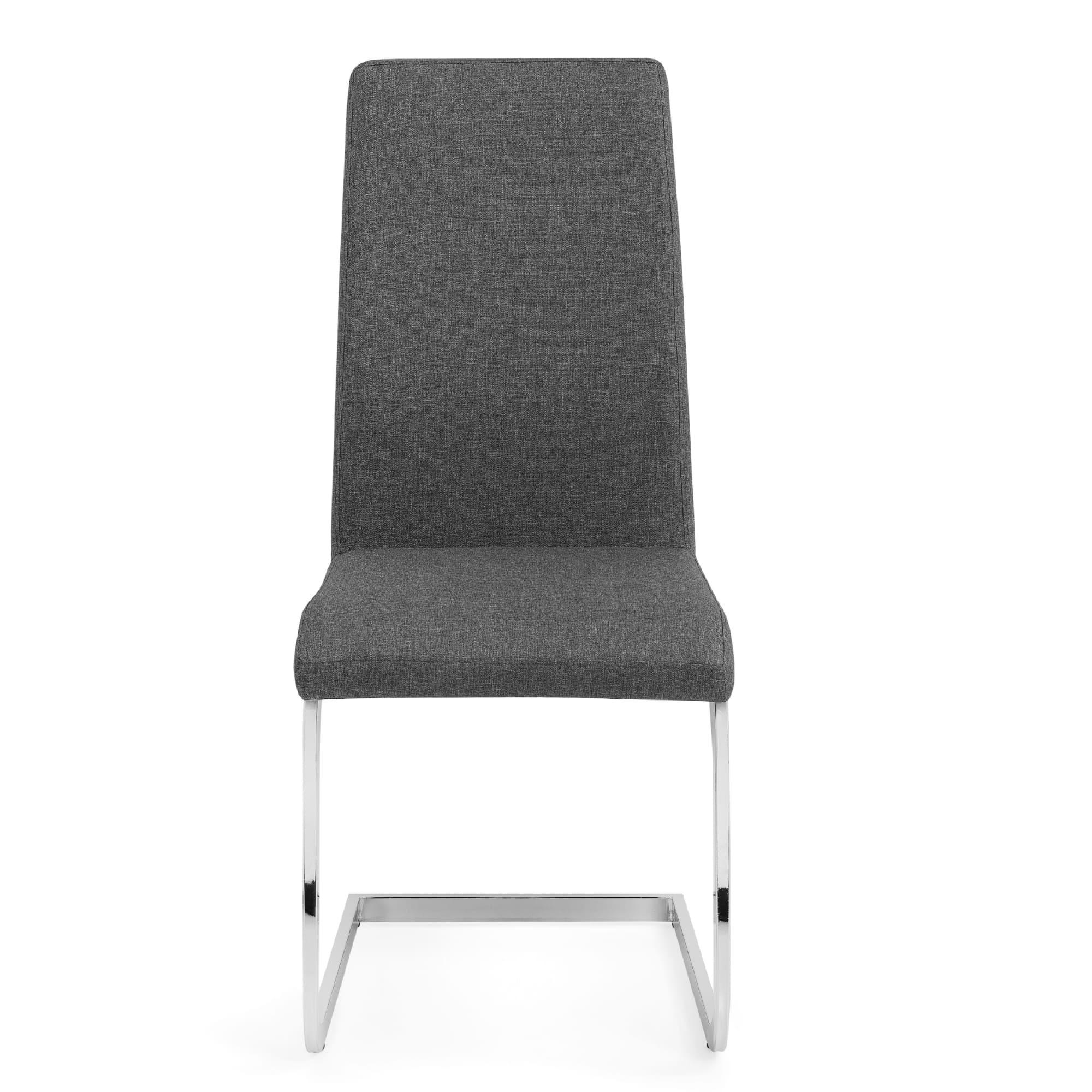 Roma Cantilever Dining Chair - Set of 2 - Grey Fabric