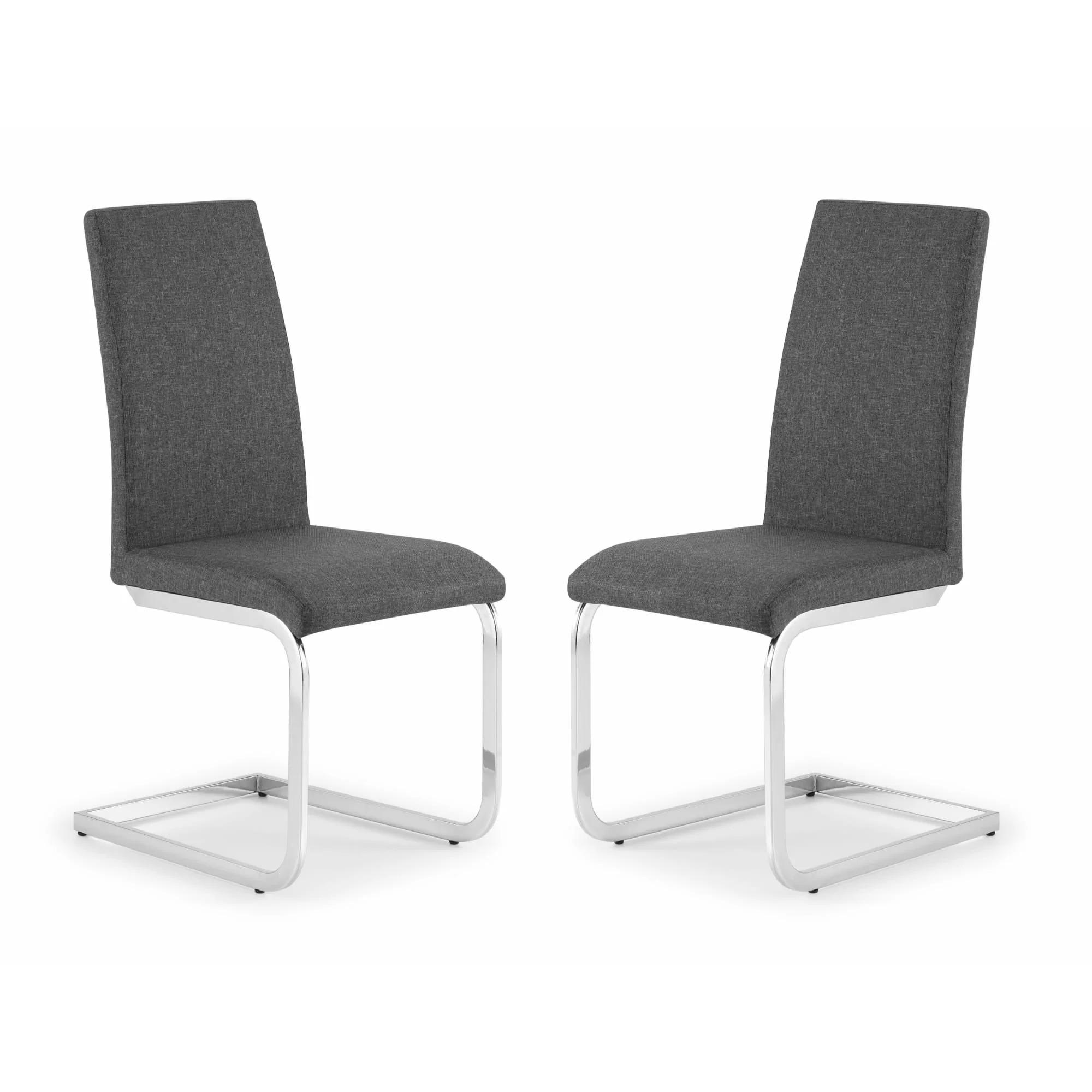 Roma Cantilever Dining Chair - Set of 2 - Grey Fabric