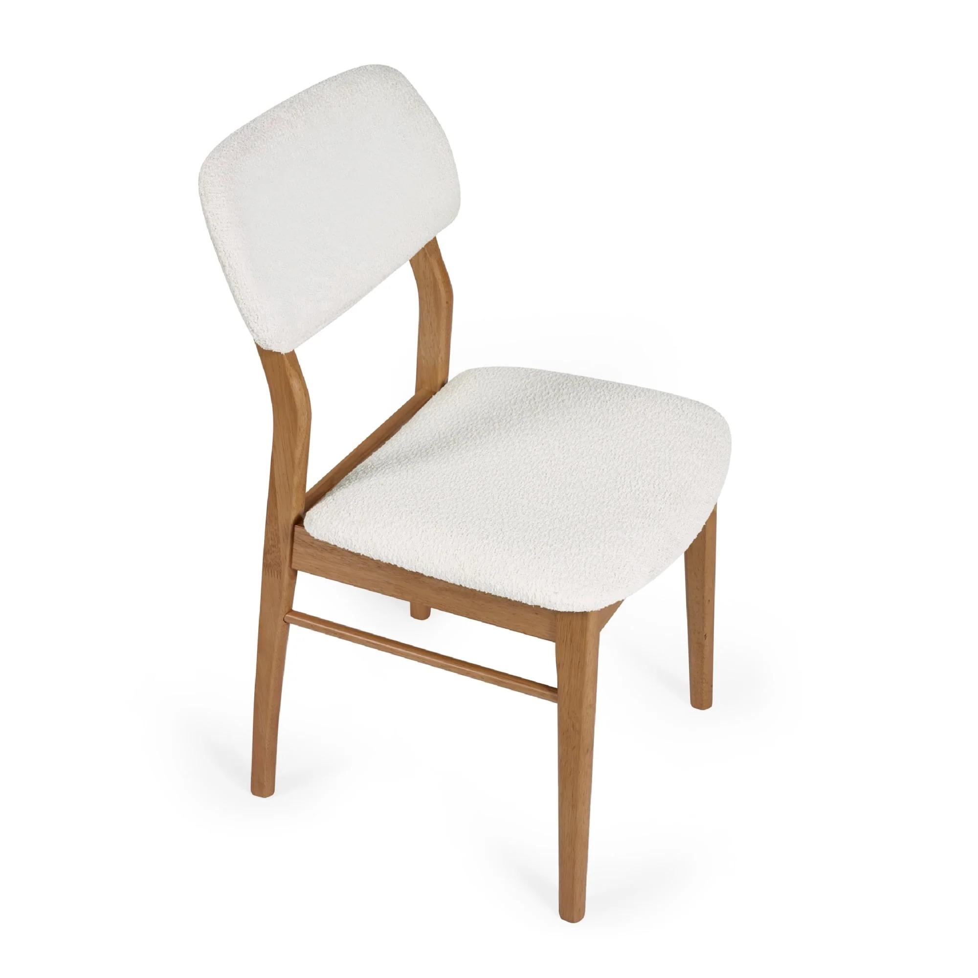 Theia Dining Chair - Set of 2 - White Boucle Fabric