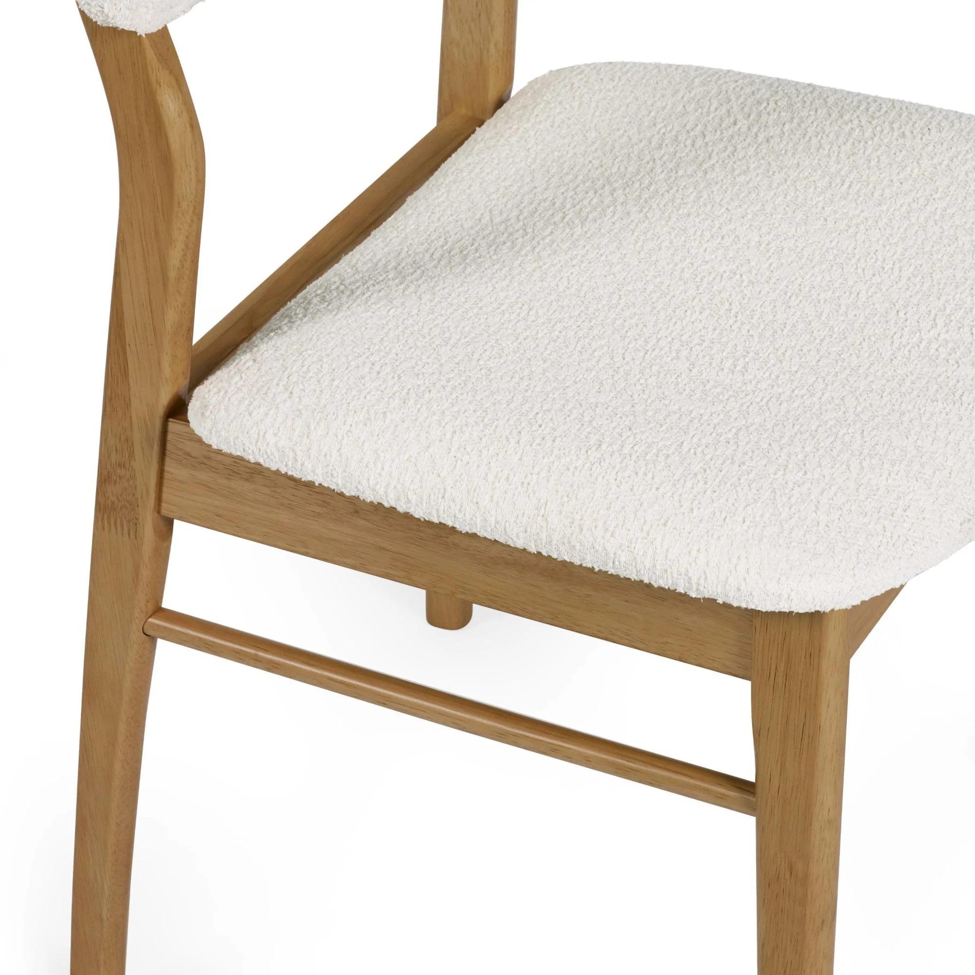 Theia Dining Chair - Set of 2 - White Boucle Fabric