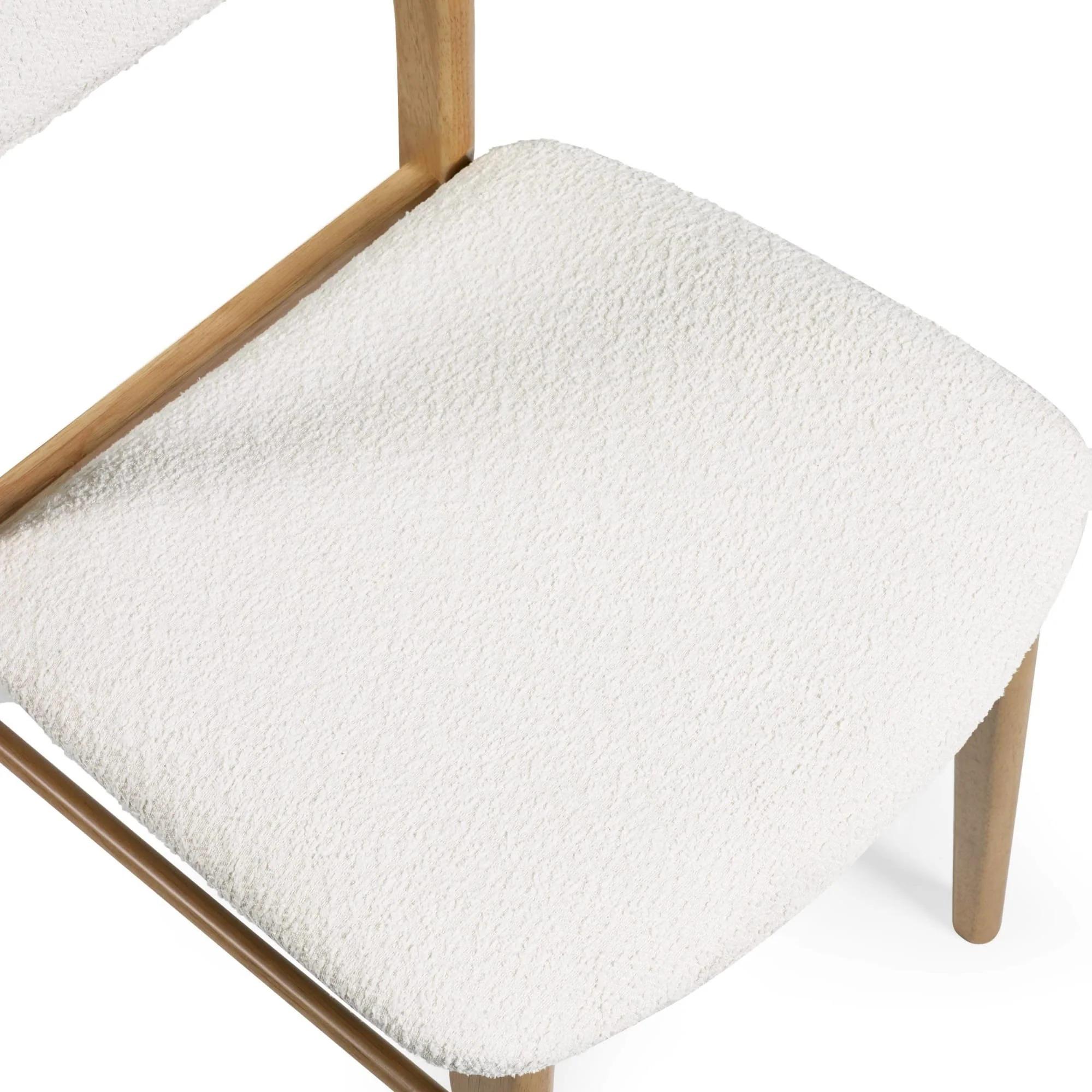 Theia Dining Chair - Set of 2 - White Boucle Fabric