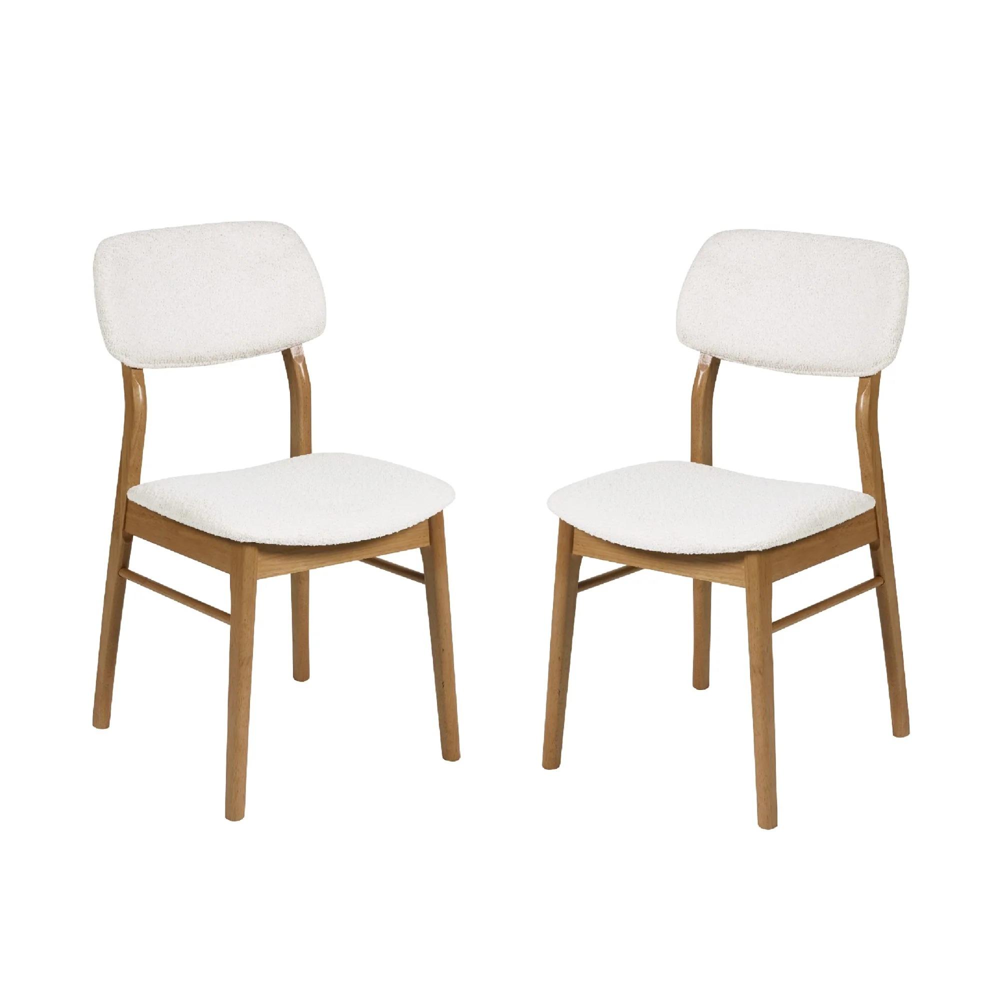 Theia Dining Chair - Set of 2 - White Boucle Fabric