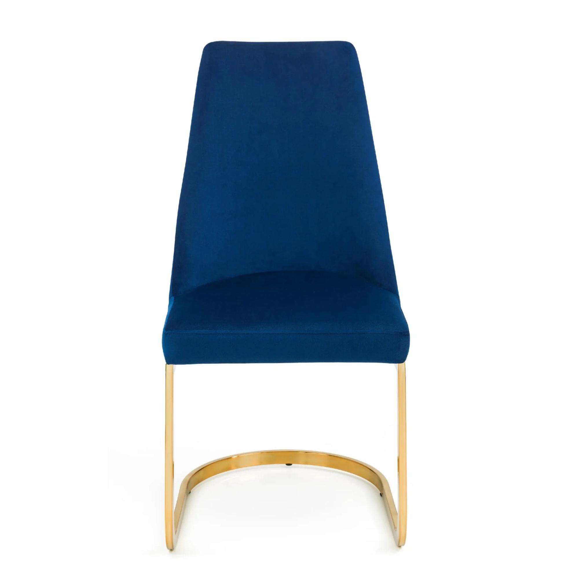 Vittoria Cantilever Dining Chair - Set of 2 - Blue Fabric