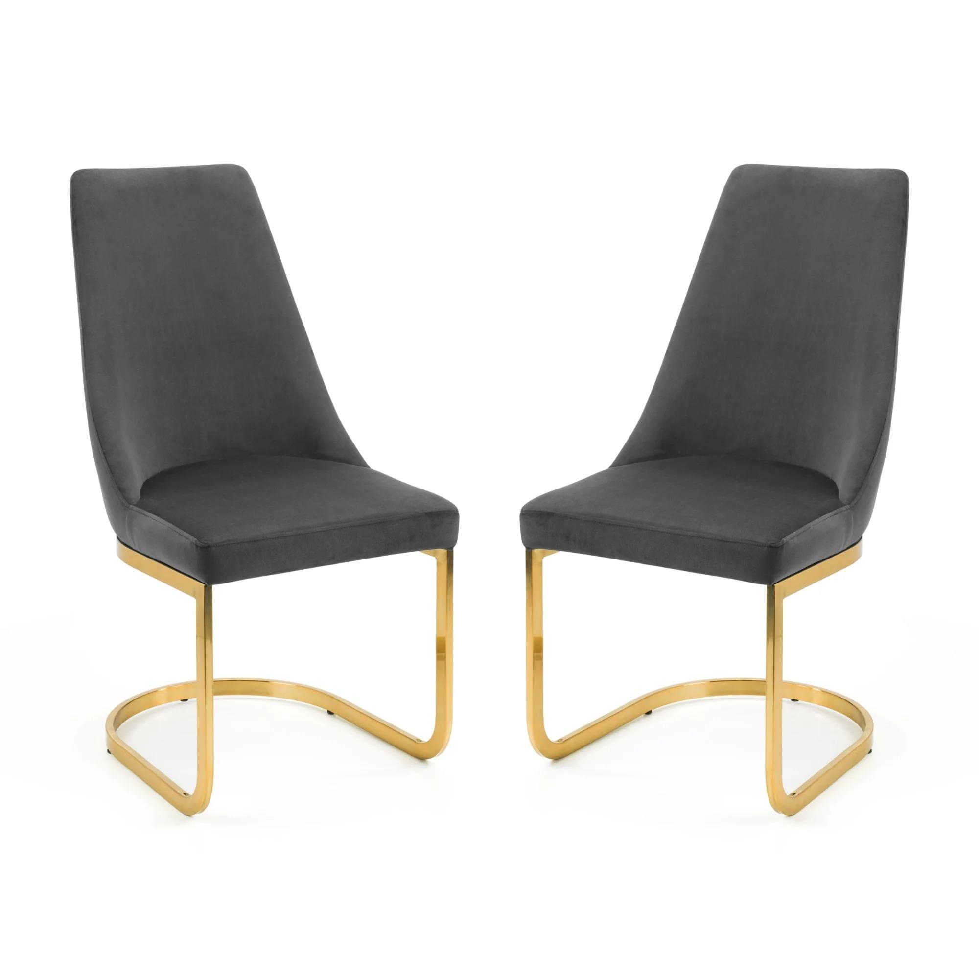 Vittoria Cantilever Dining Chair - Set of 2 - Grey Fabric