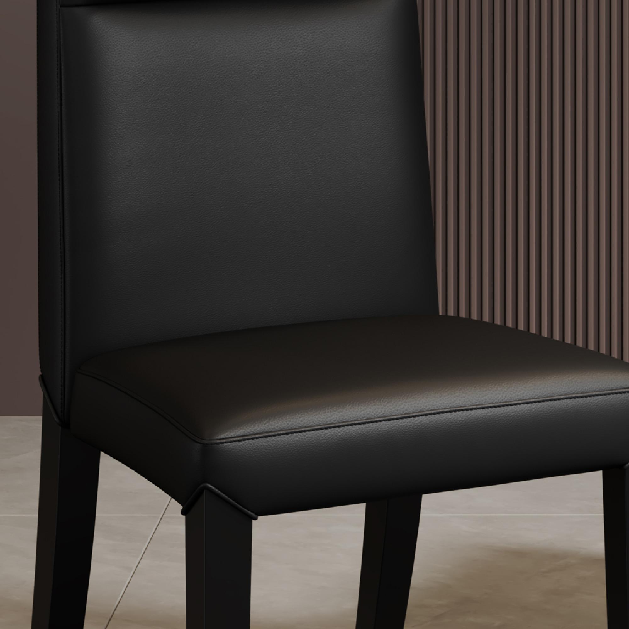 Venezia Dining Chair - High Back - Black Leather - Black Legs