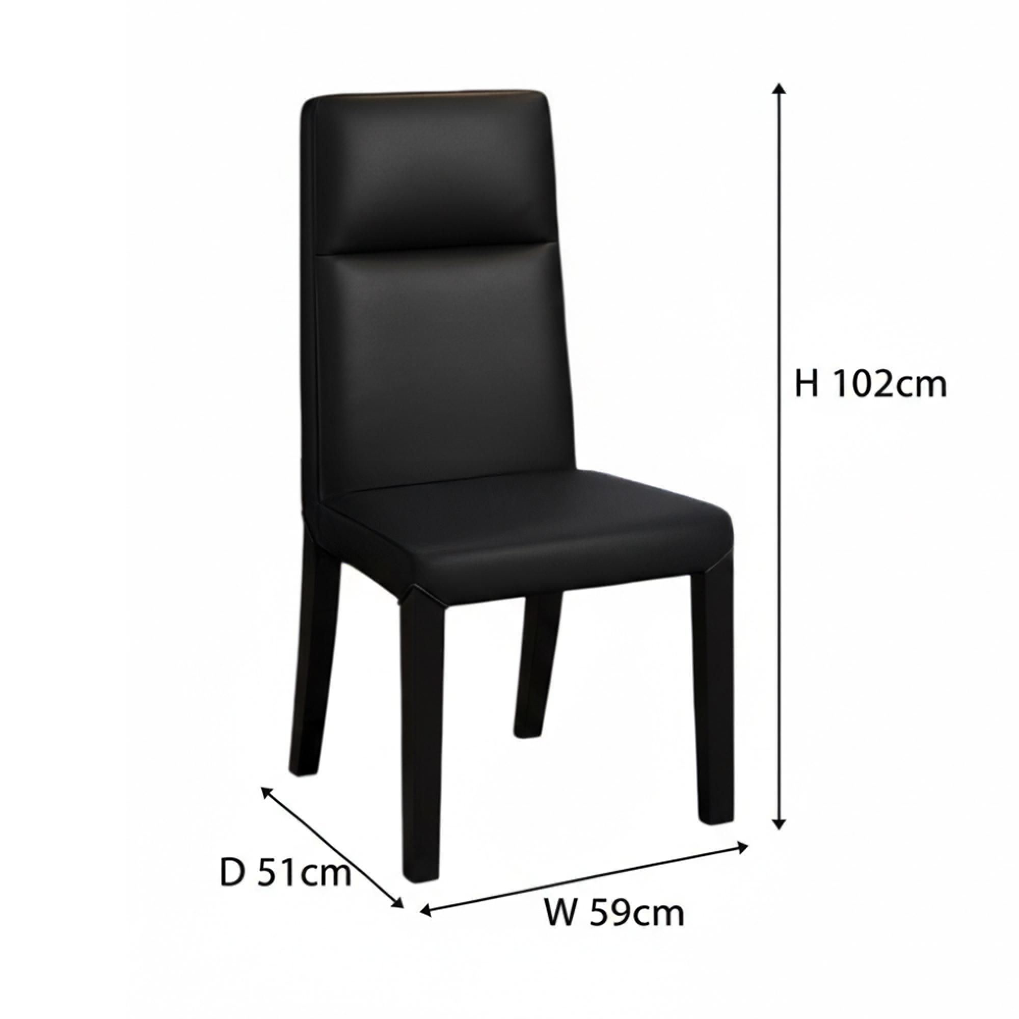 Venezia Dining Chair - High Back - Black Leather - Black Legs