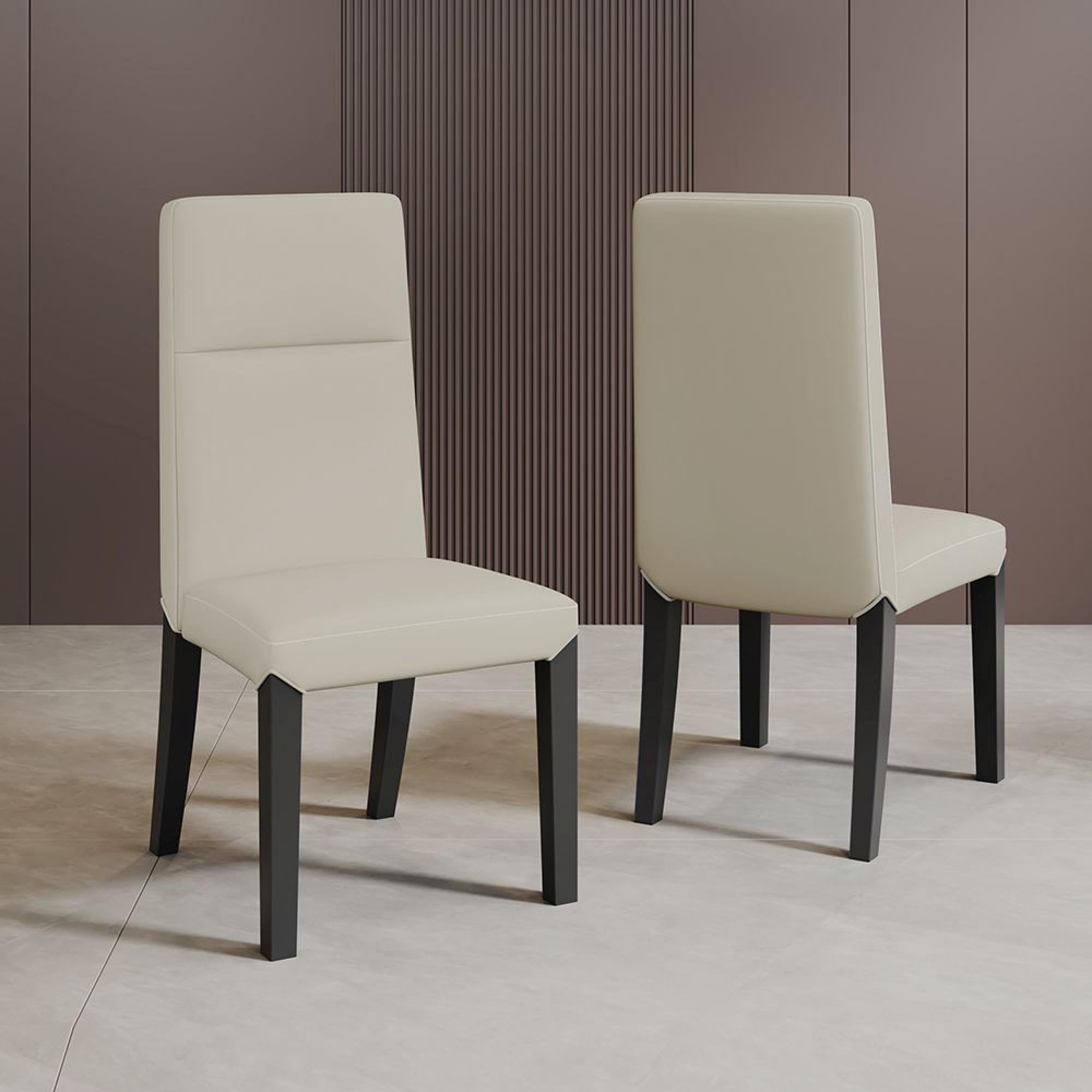 Venezia Dining Chair - High Back - Cream Leather - Black Legs