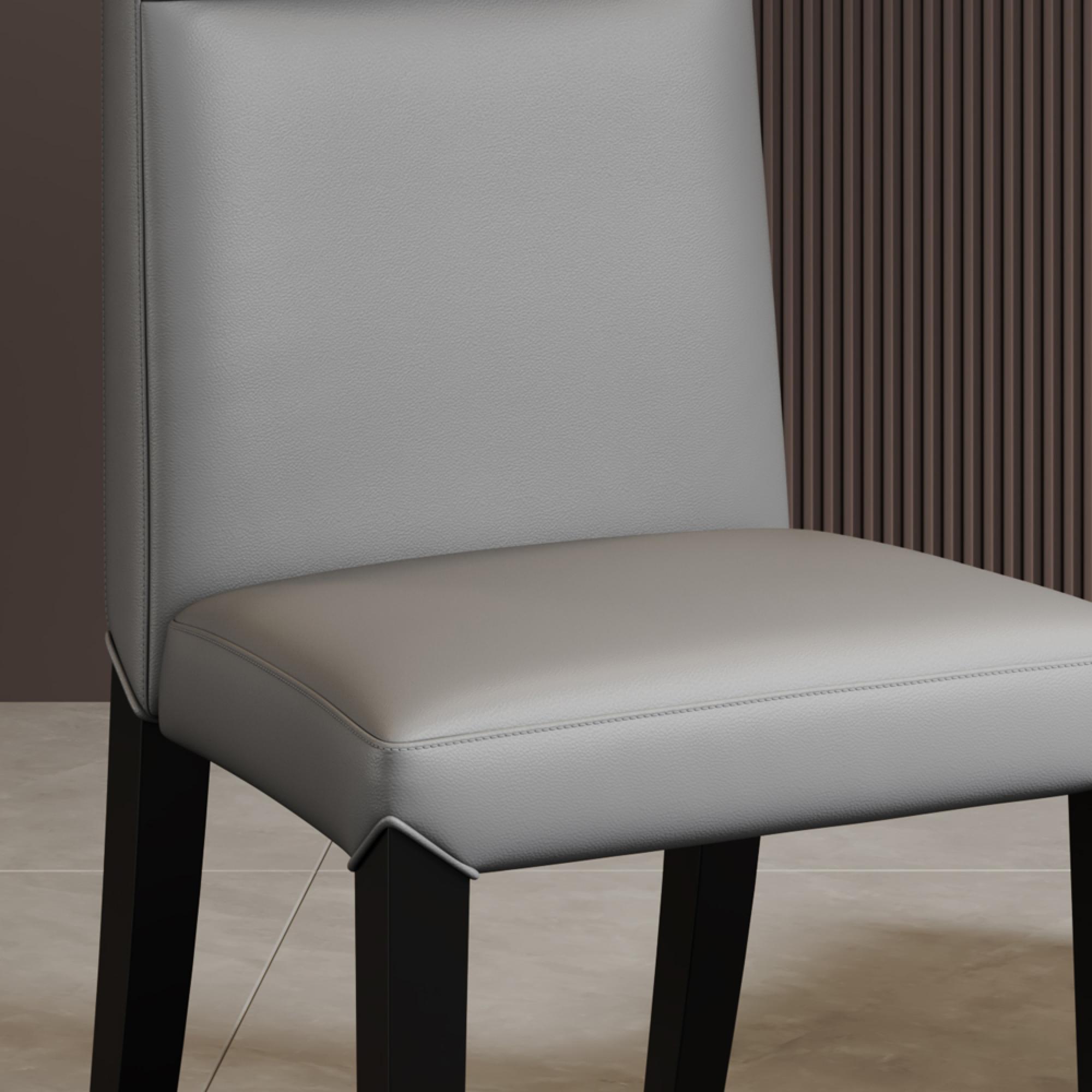 Venezia Dining Chair - High Back - Grey Leather - Black Legs