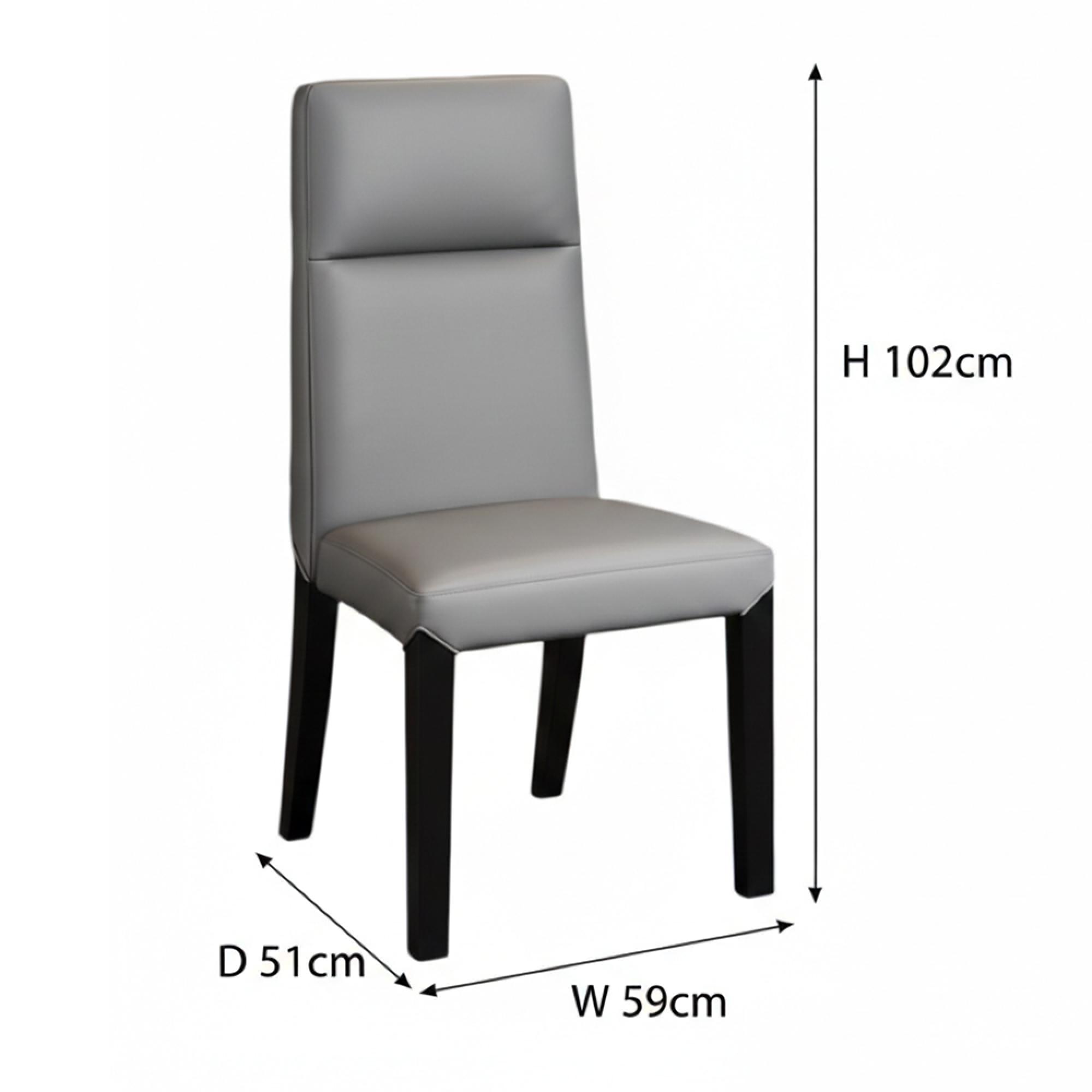 Venezia Dining Chair - High Back - Grey Leather - Black Legs