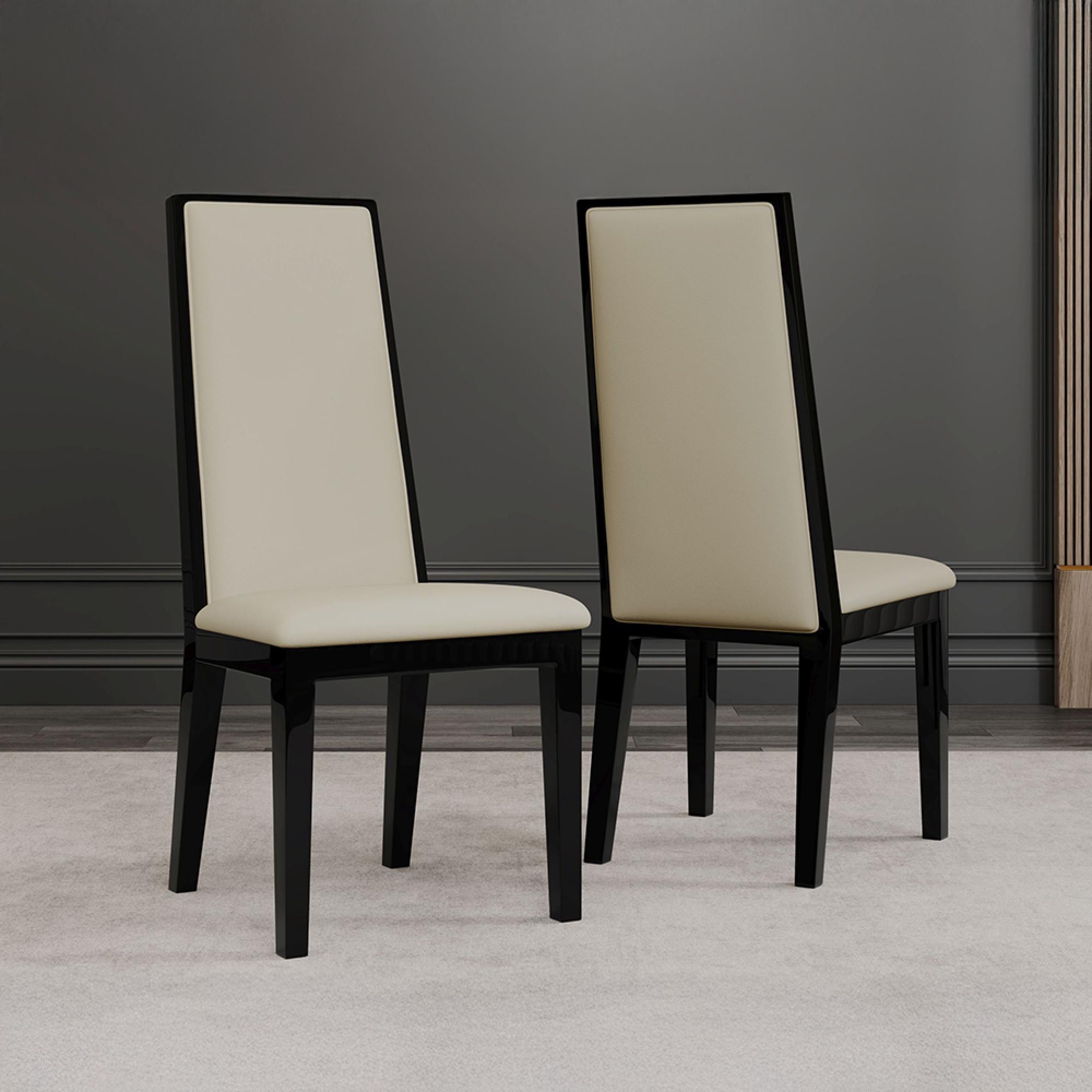 Elite Dining Chair - High Back - Cream Leather - Black Legs