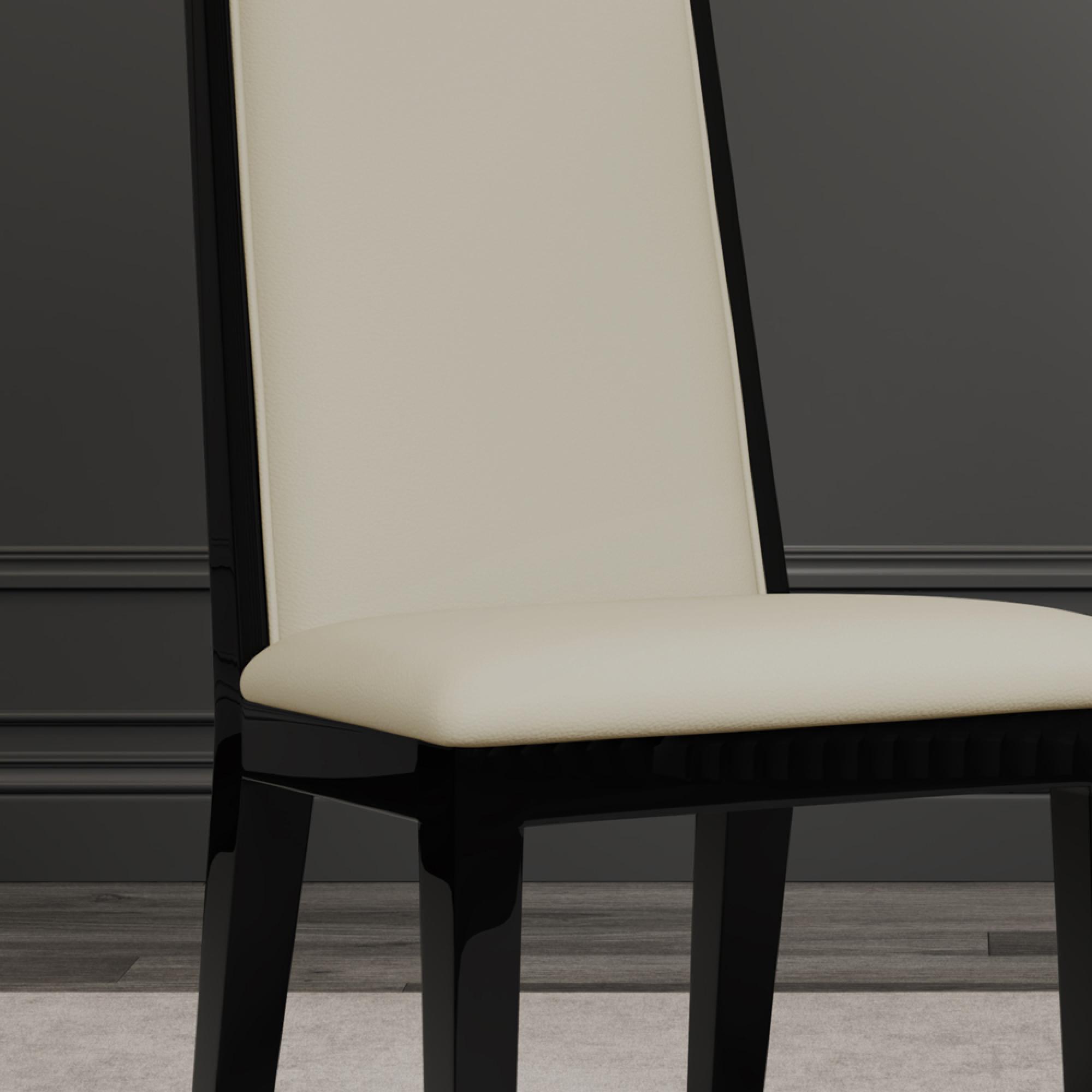 Elite Dining Chair - High Back - Cream Leather - Black Legs