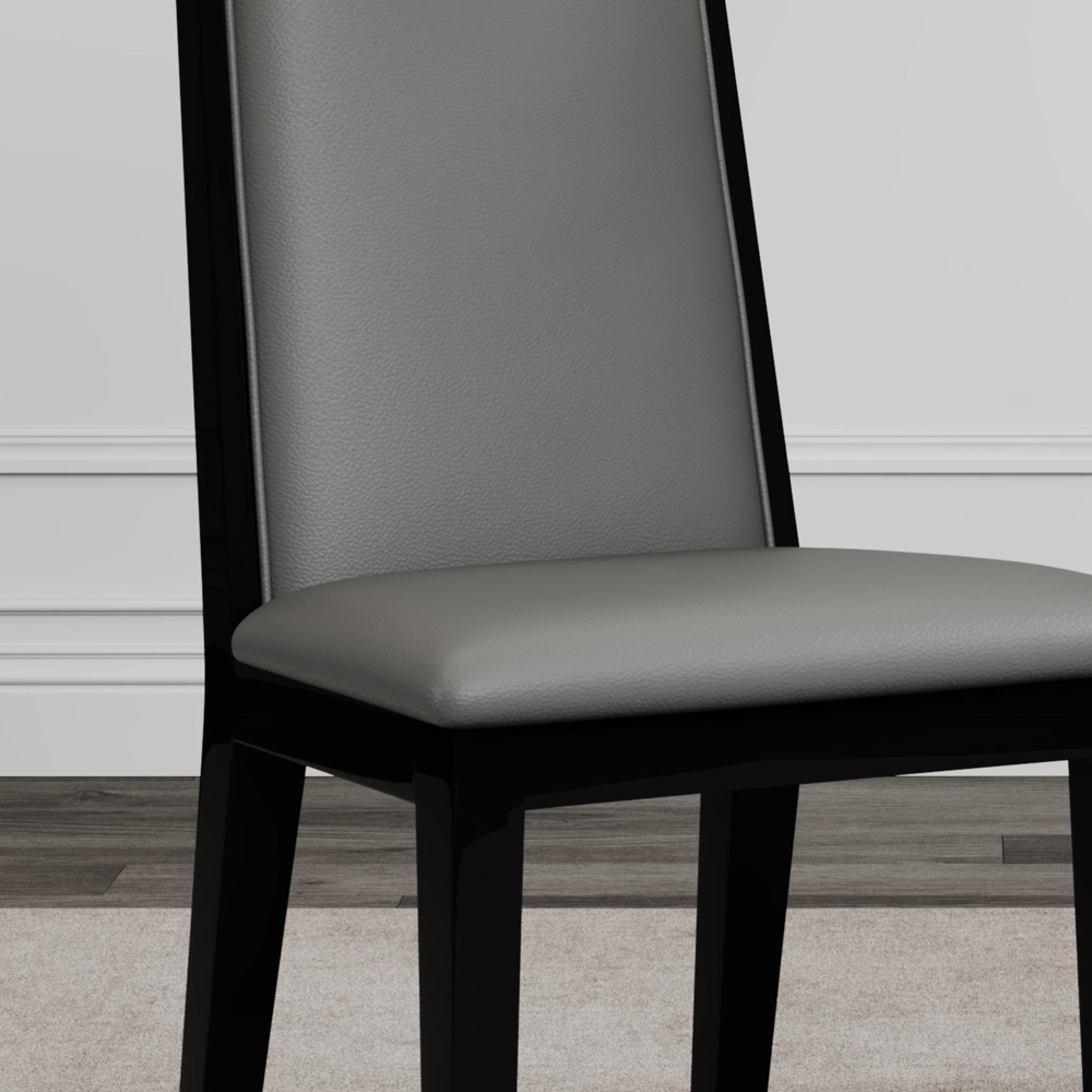 Elite Dining Chair - High Back - Grey Leather - Black Legs