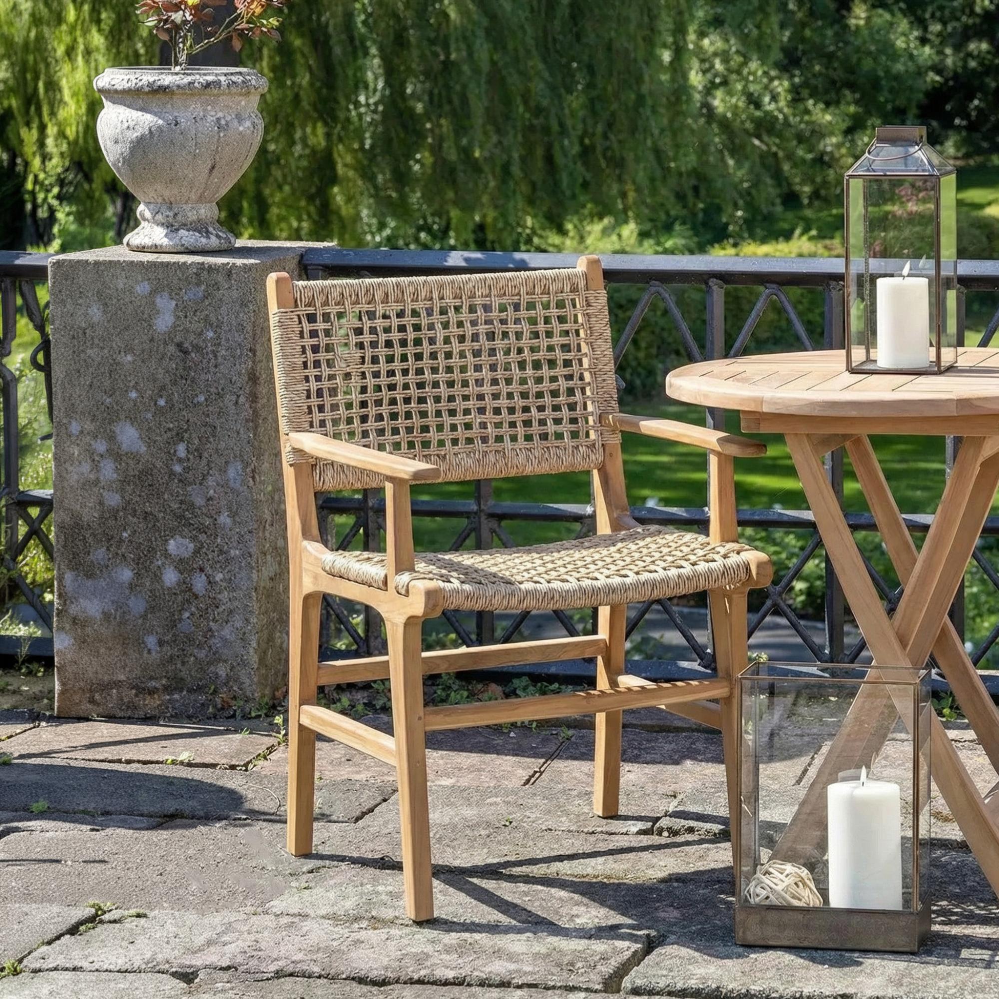 Derby Dining Armchair - Teak Wood & Polyrattan - Natural - Set of 2