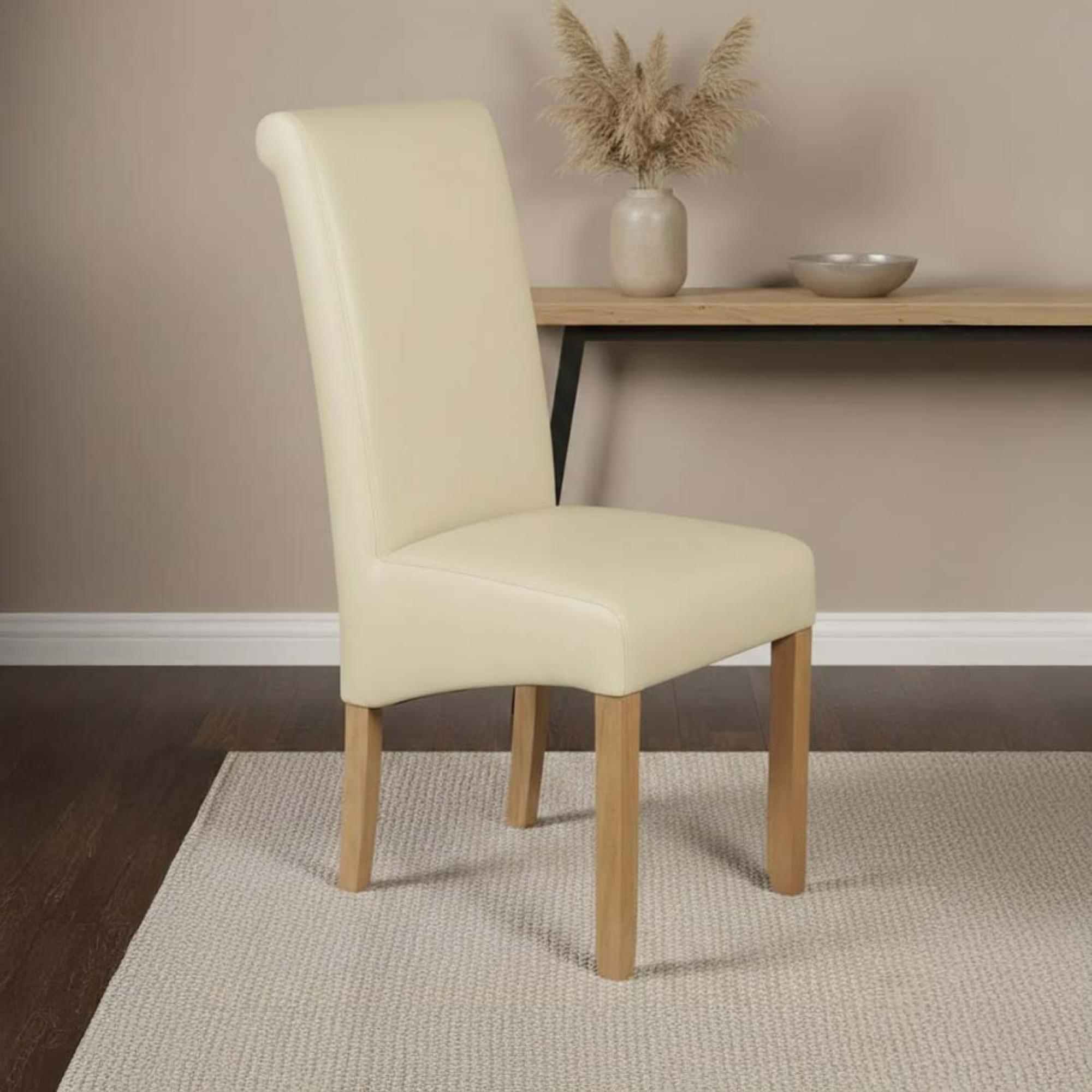Sophie Dining Chair - Set of 2 - Cream Faux Leather