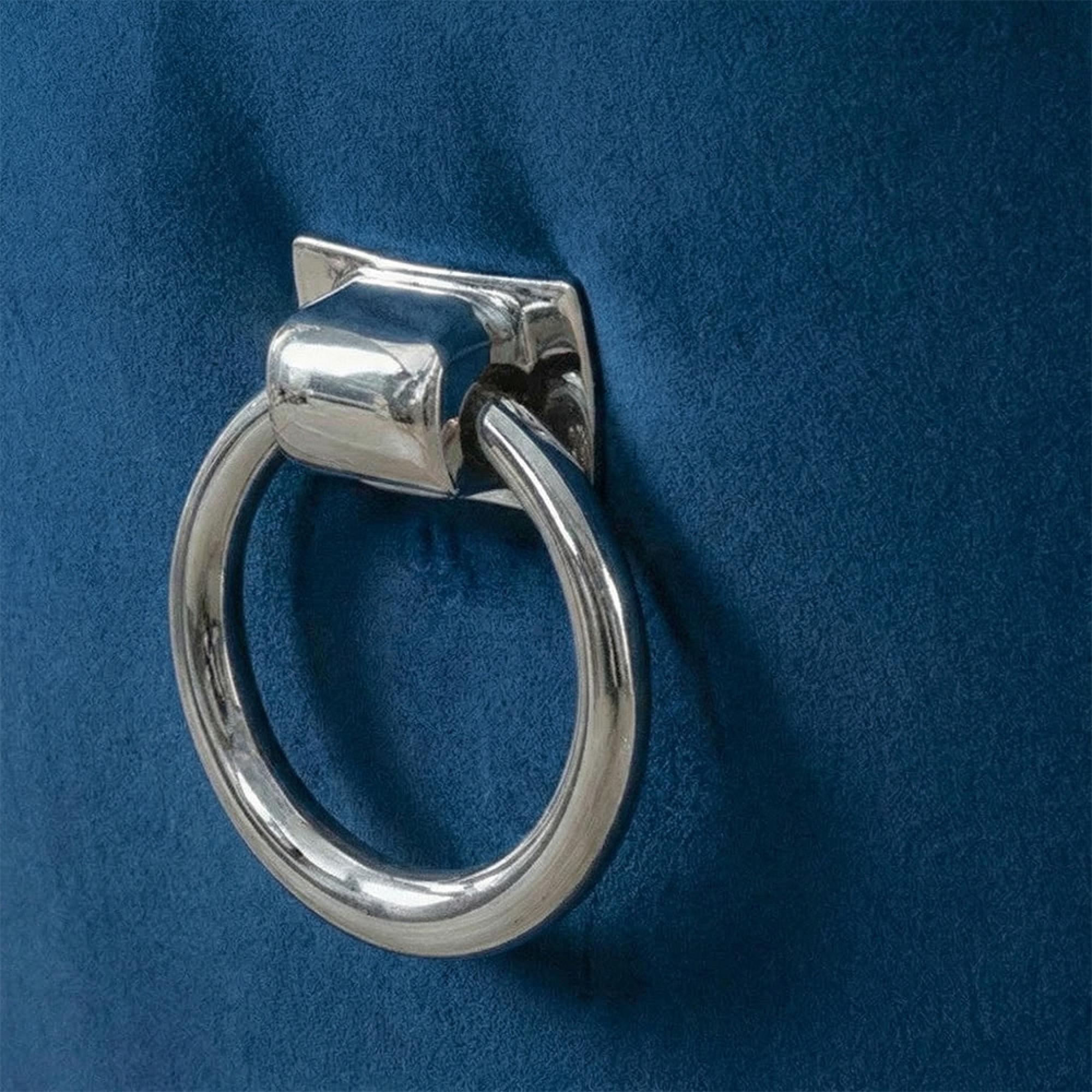 Knocker Back Dining Chair - Blue Velvet Fabric - Black Wooden Legs