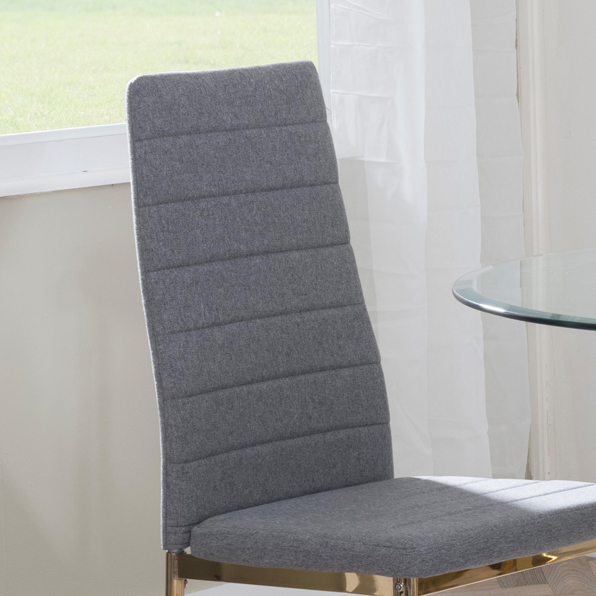 Clearance - Lido Dining Chair - Dark Grey Fabric - Gold Legs