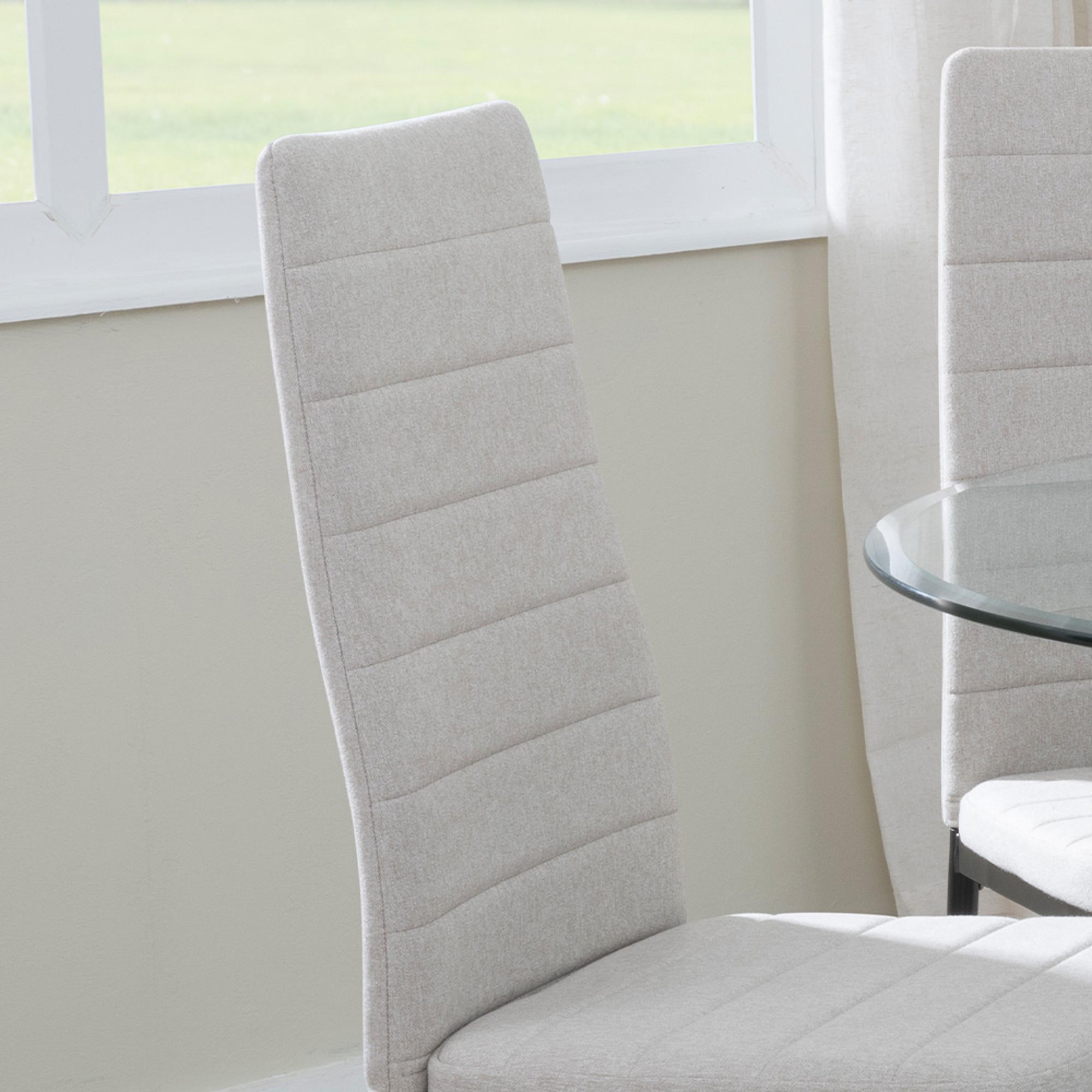 Clearance - Lido Dining Chair - Sand Fabric - Black Legs