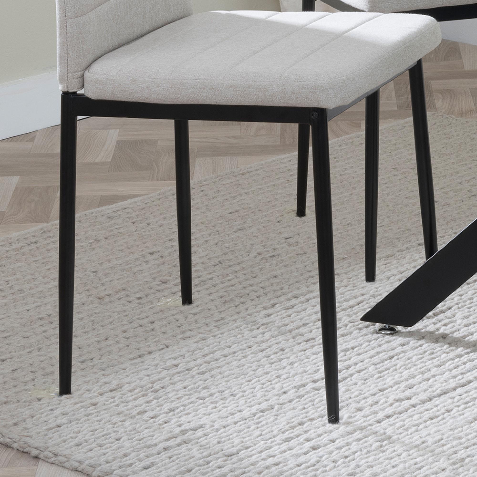 Clearance - Lido Dining Chair - Sand Fabric - Black Legs