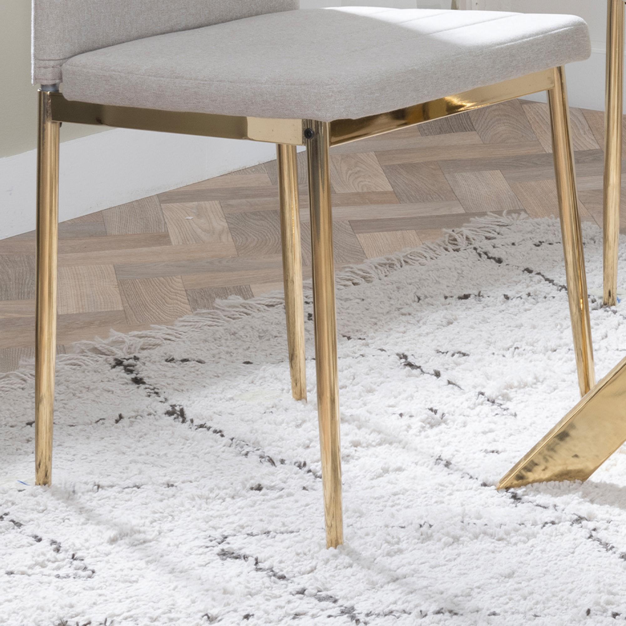 Clearance - Lido Dining Chair - Sand Fabric - Gold Legs