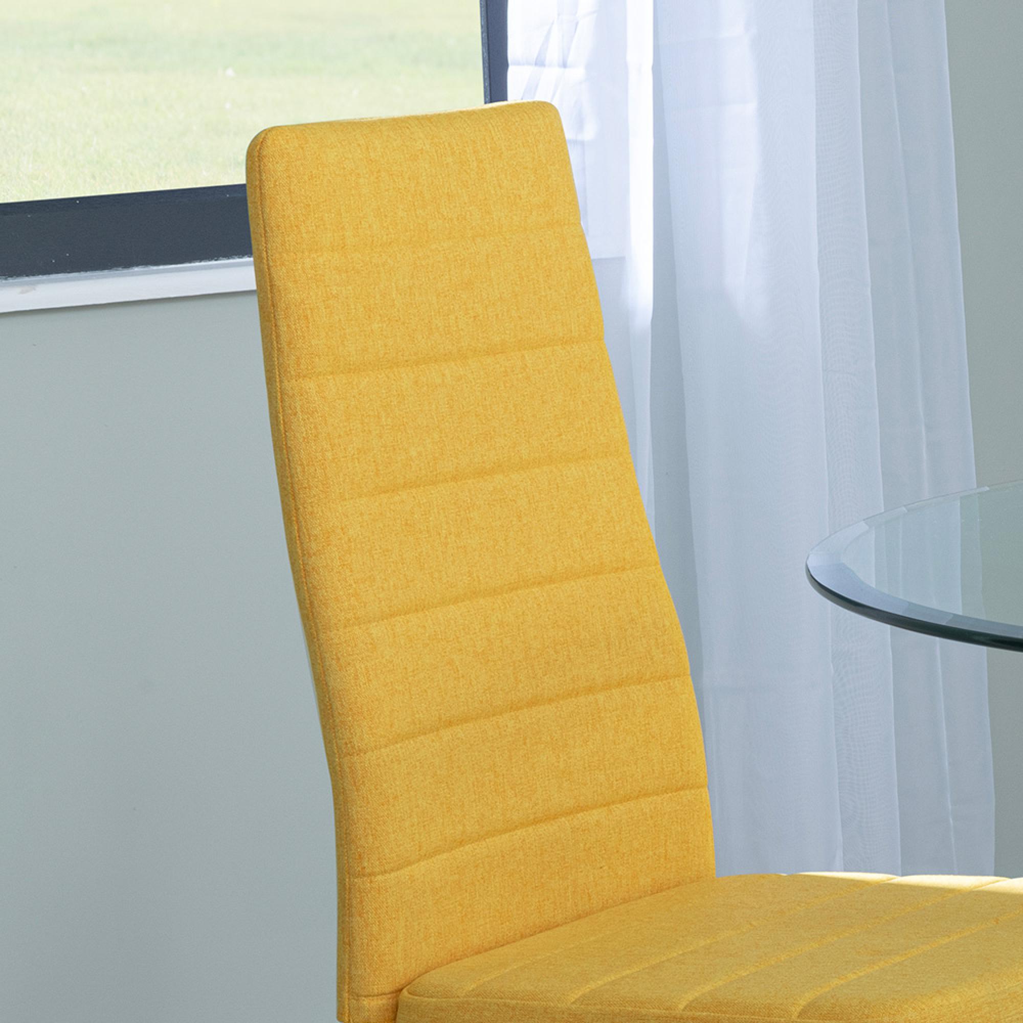 Clearance - Lido Dining Chair - Yellow Fabric - Chrome Legs