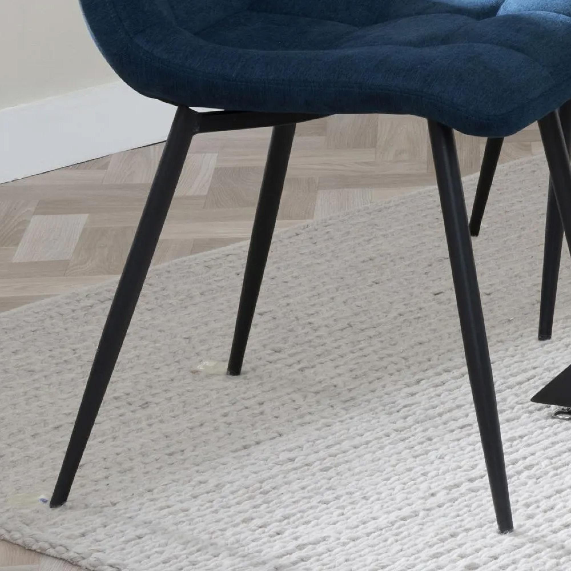 Corona Dining Chair - Blue Fabric - Black Metal Legs