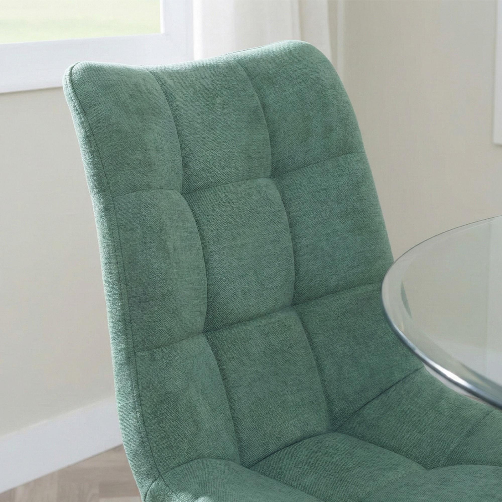 Corona Dining Chair - Green Fabric - Black Metal Legs