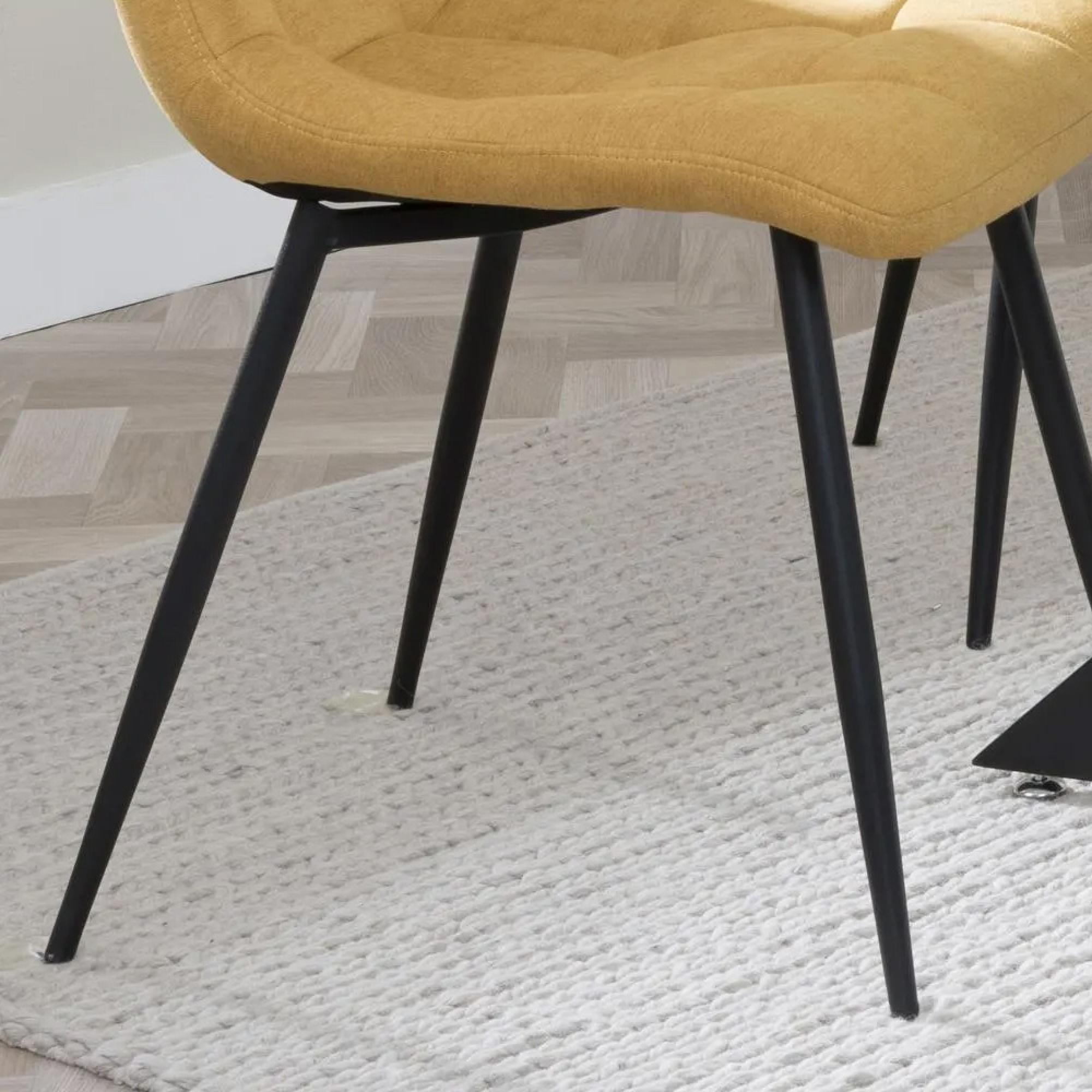 Corona Dining Chair - Yellow Fabric - Black Metal Legs