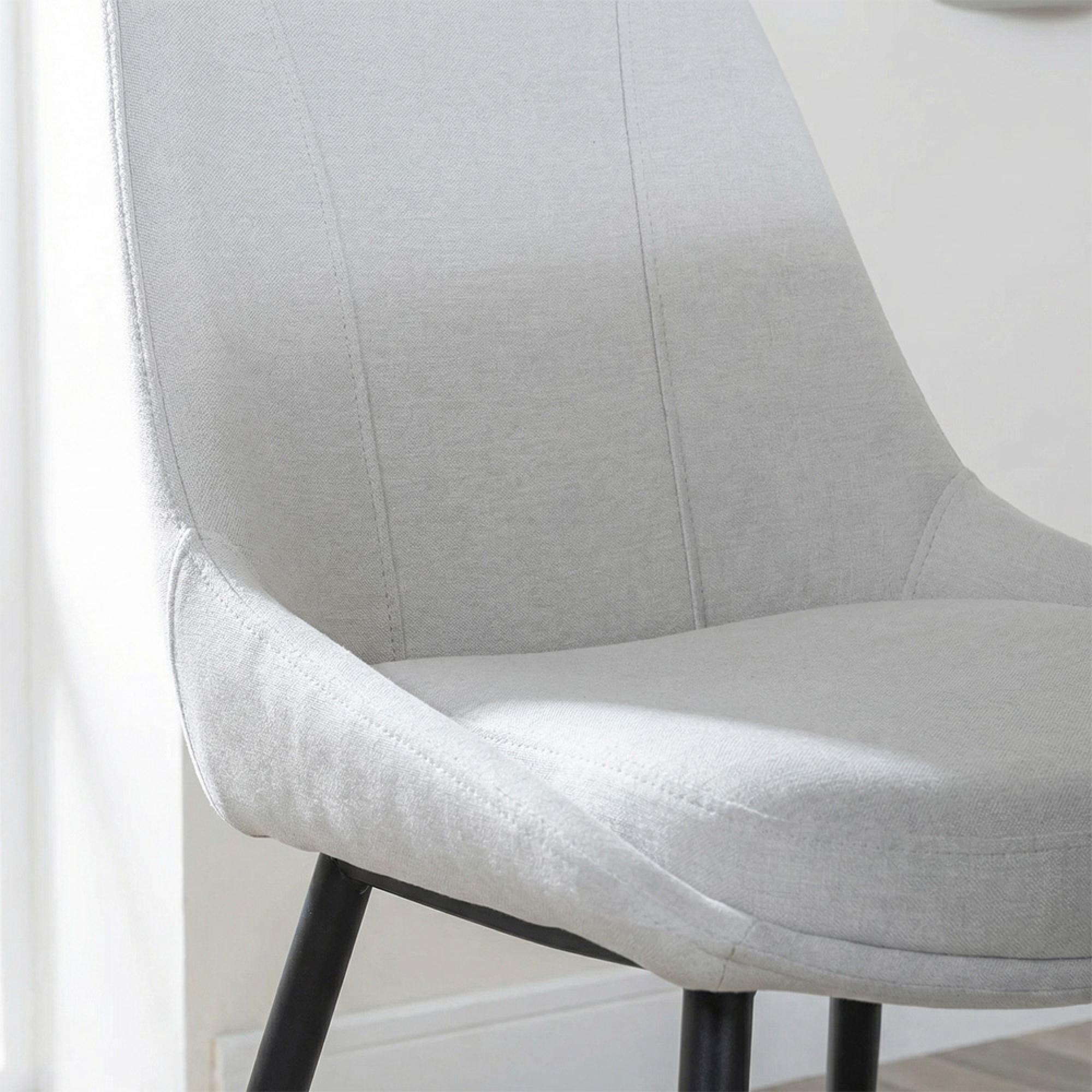 Darwin Dining Chair - Cream Fabric - Black Legs