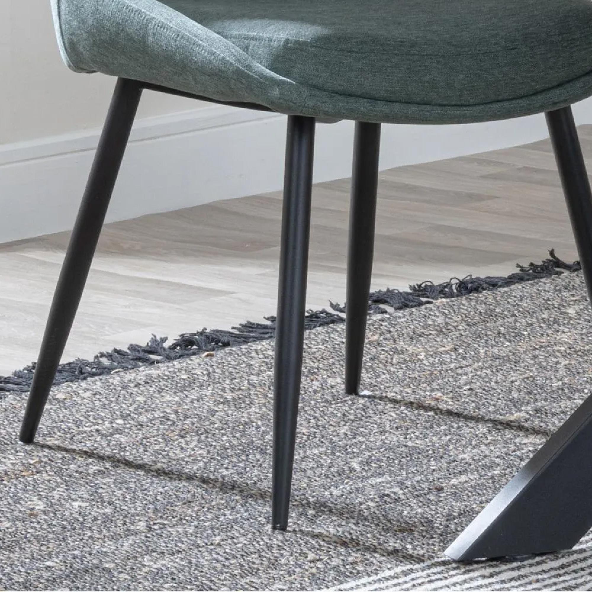 Darwin Dining Chair - Green Fabric - Black Legs