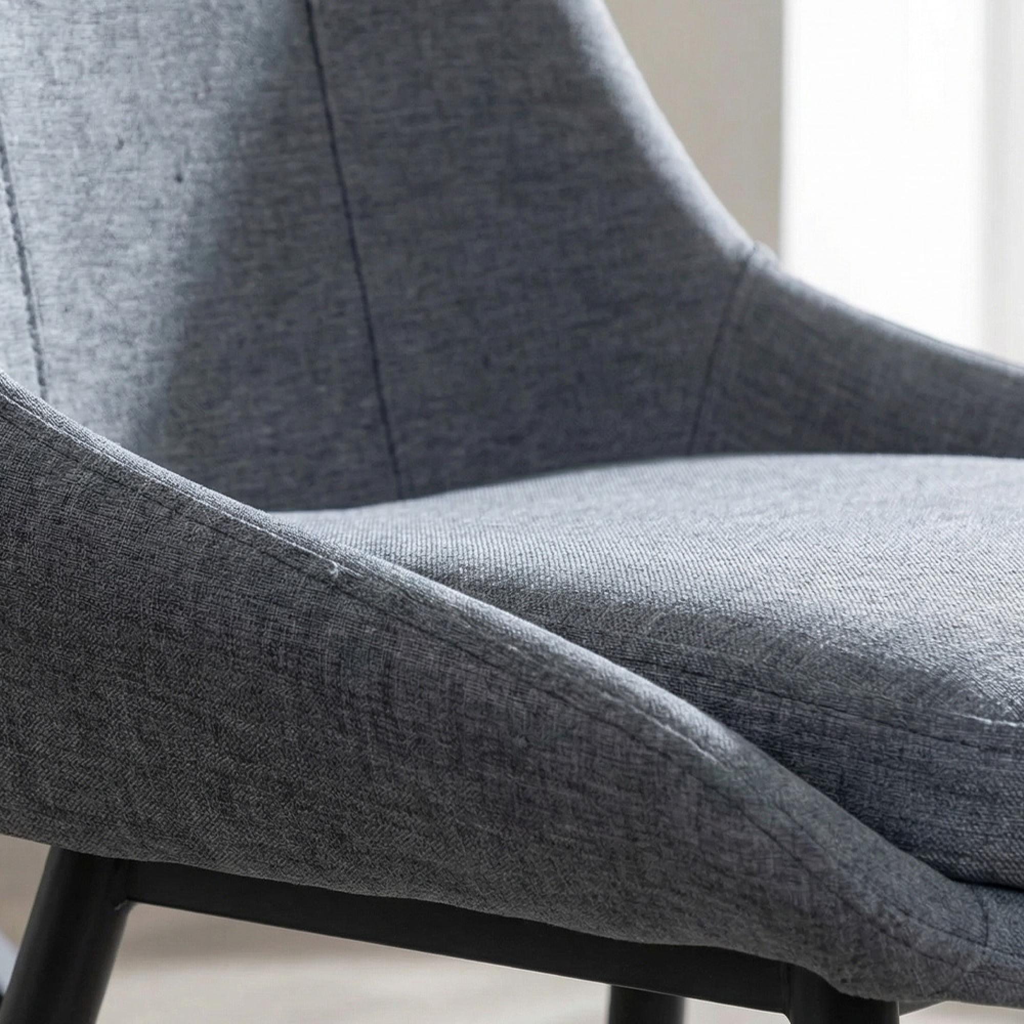 Darwin Dining Chair - Grey Fabric - Black Legs