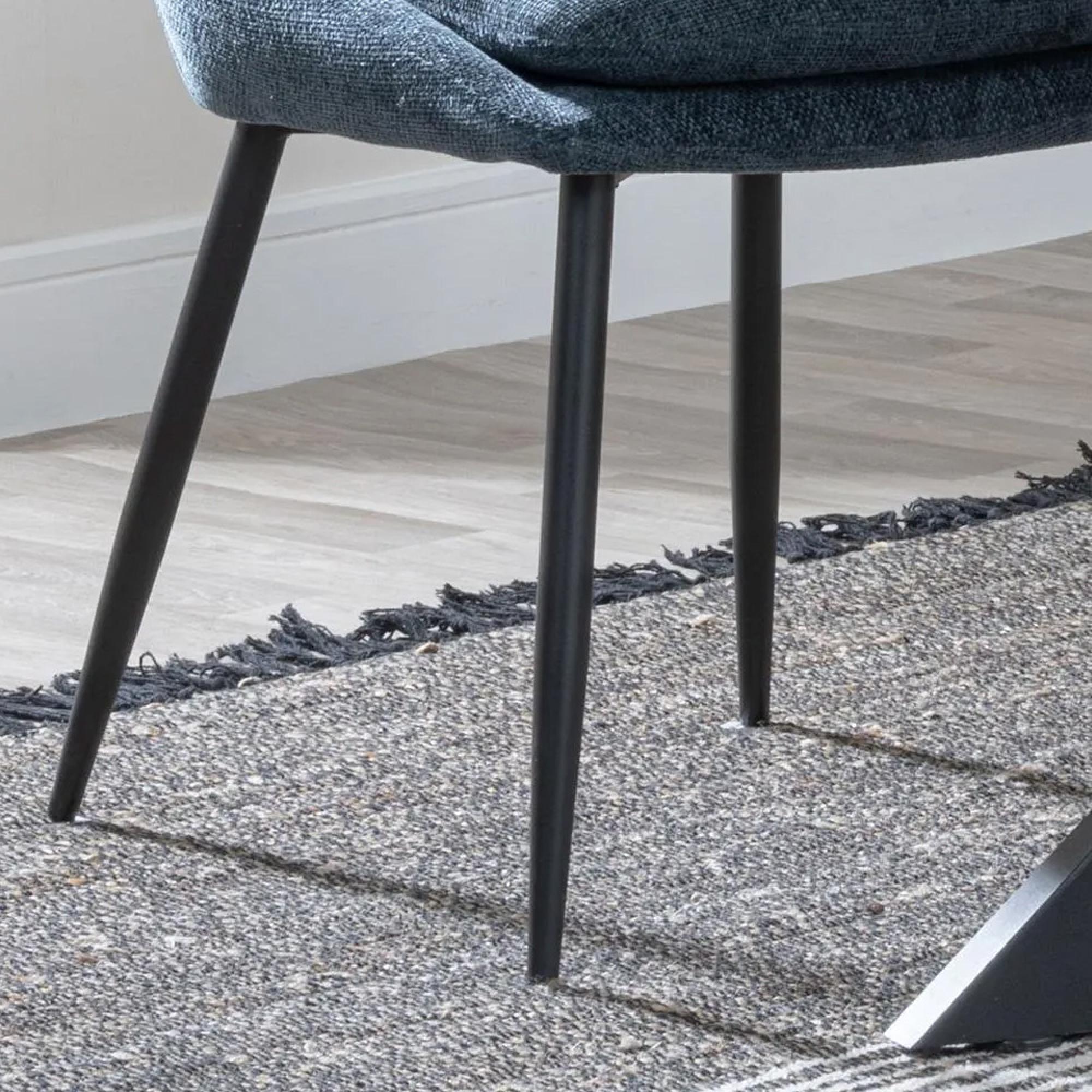 Peyton Dining Chair - Blue Fabric - Black Legs