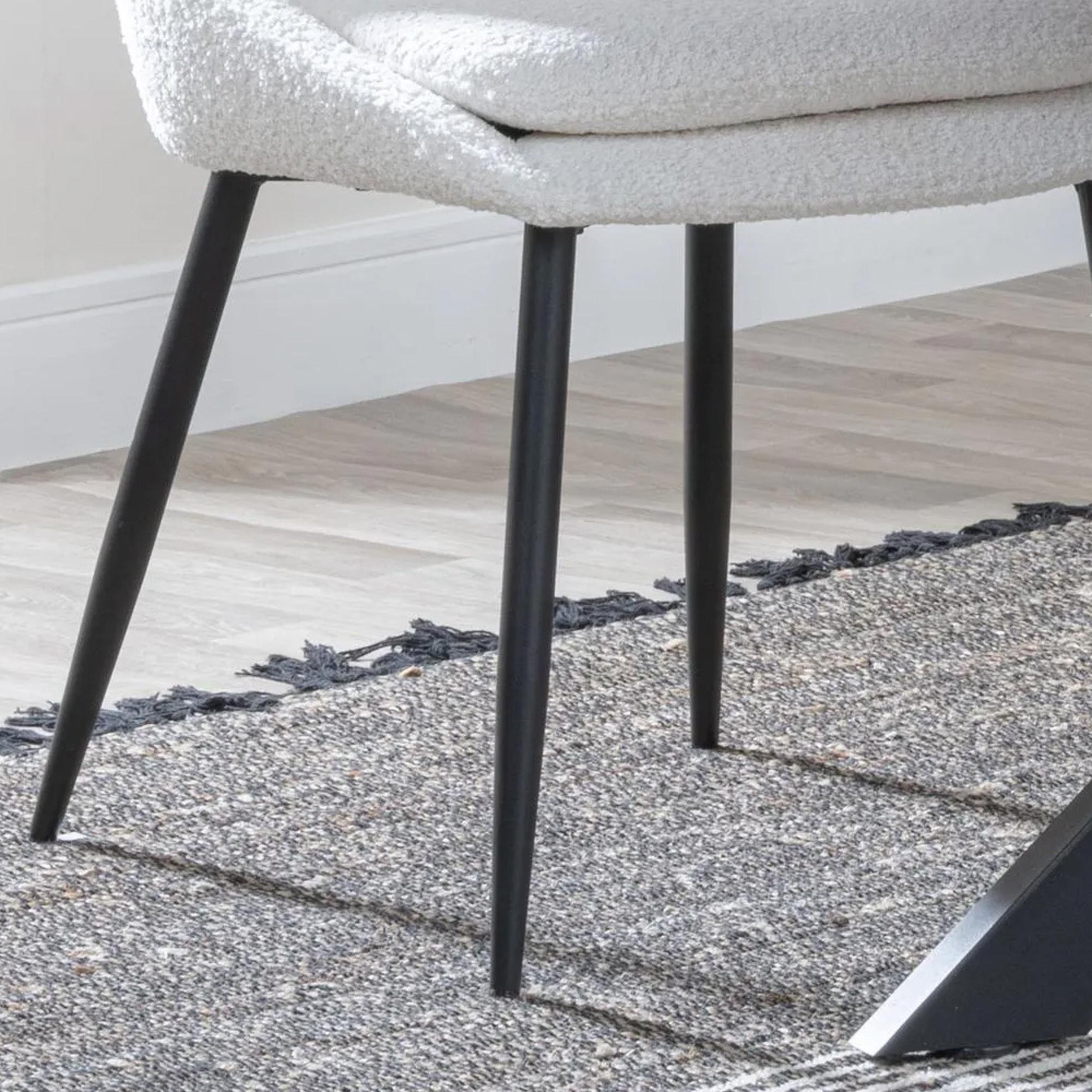 Peyton Dining Chair - Cream Boucle Fabric - Black Legs