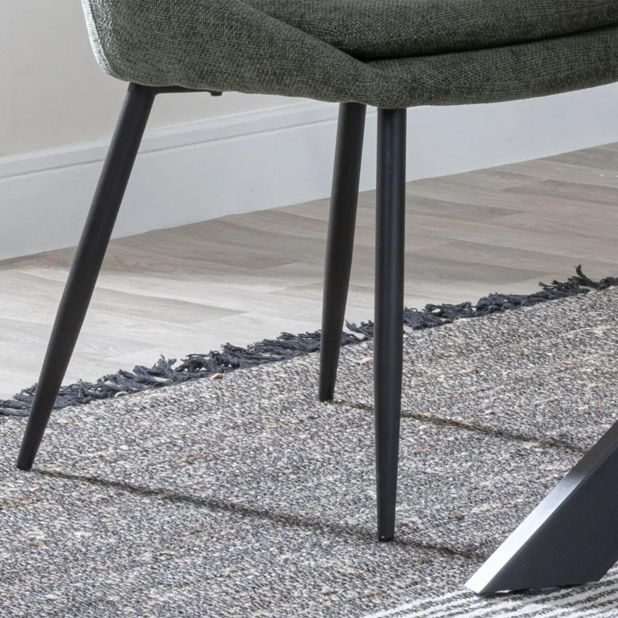 Peyton Dining Chair - Green Fabric - Black Legs