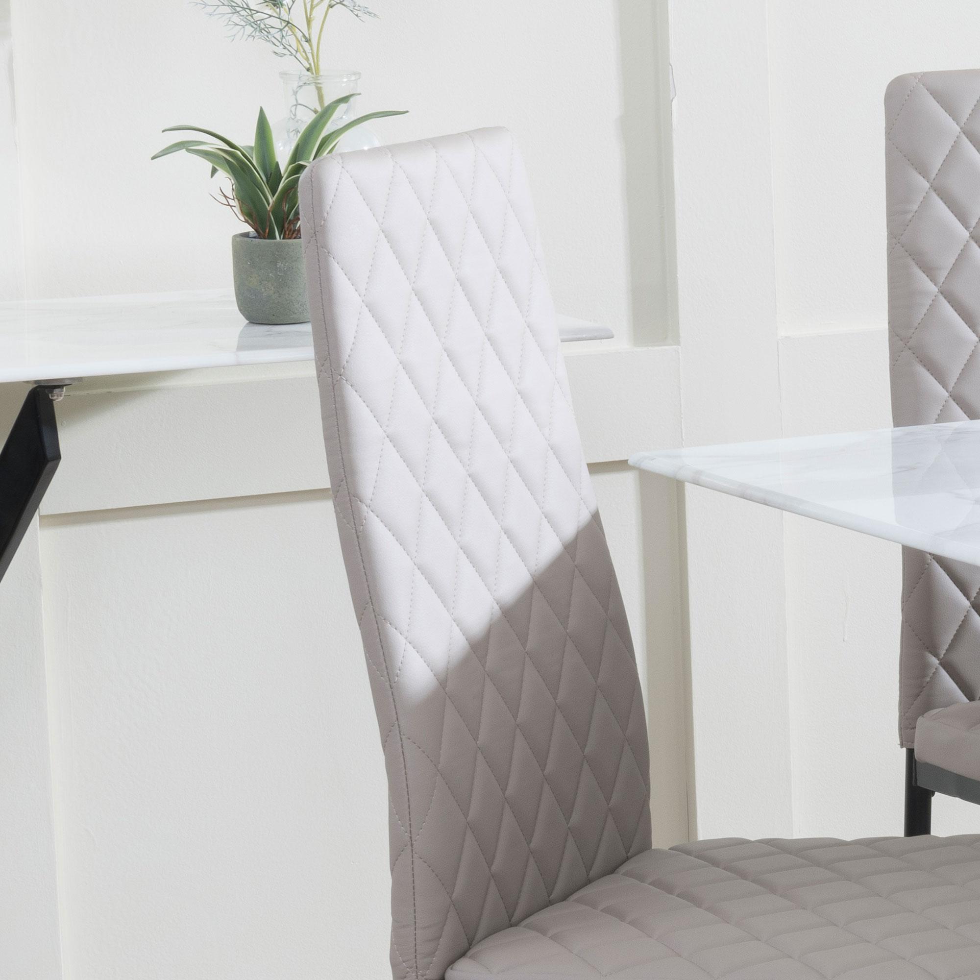 Clearance - Metro Dining Chair - Beige Leather - Black Metal Legs