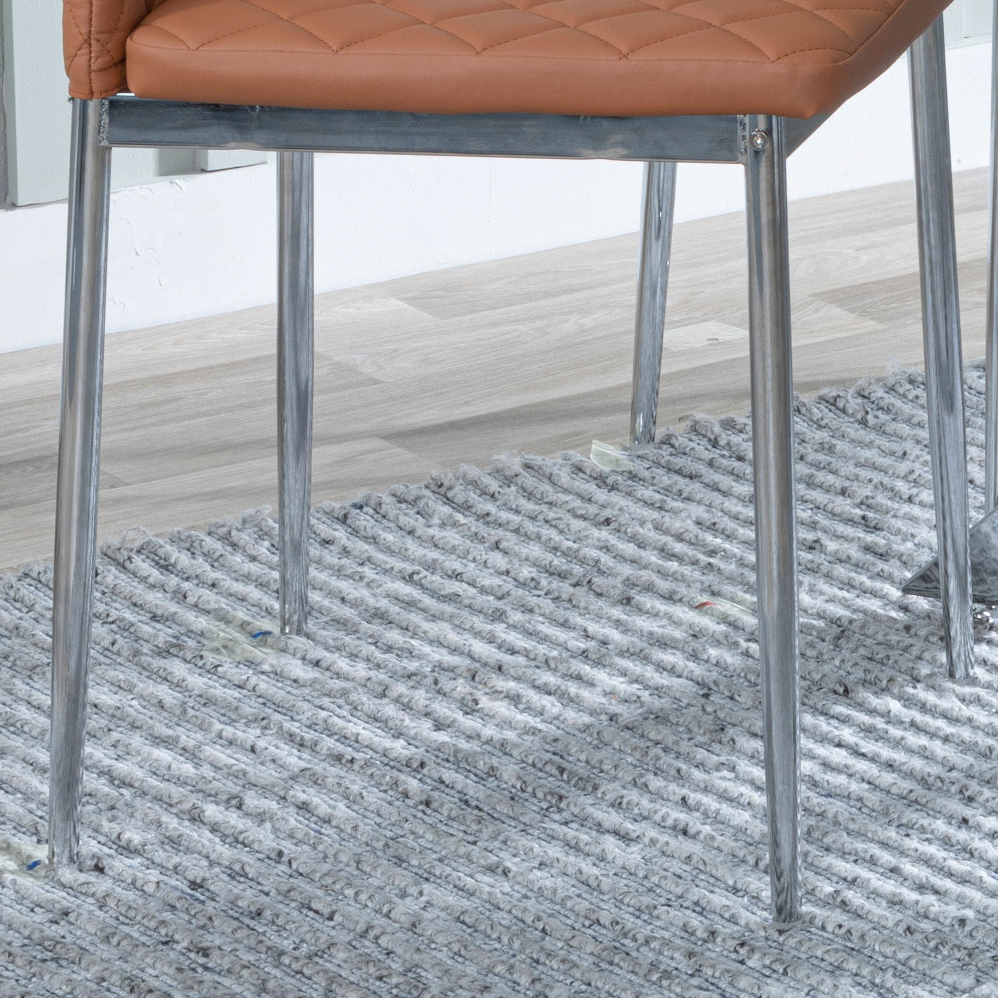 Clearance - Metro Dining Chair - Burnt Orange Leather - Chrome Metal Legs